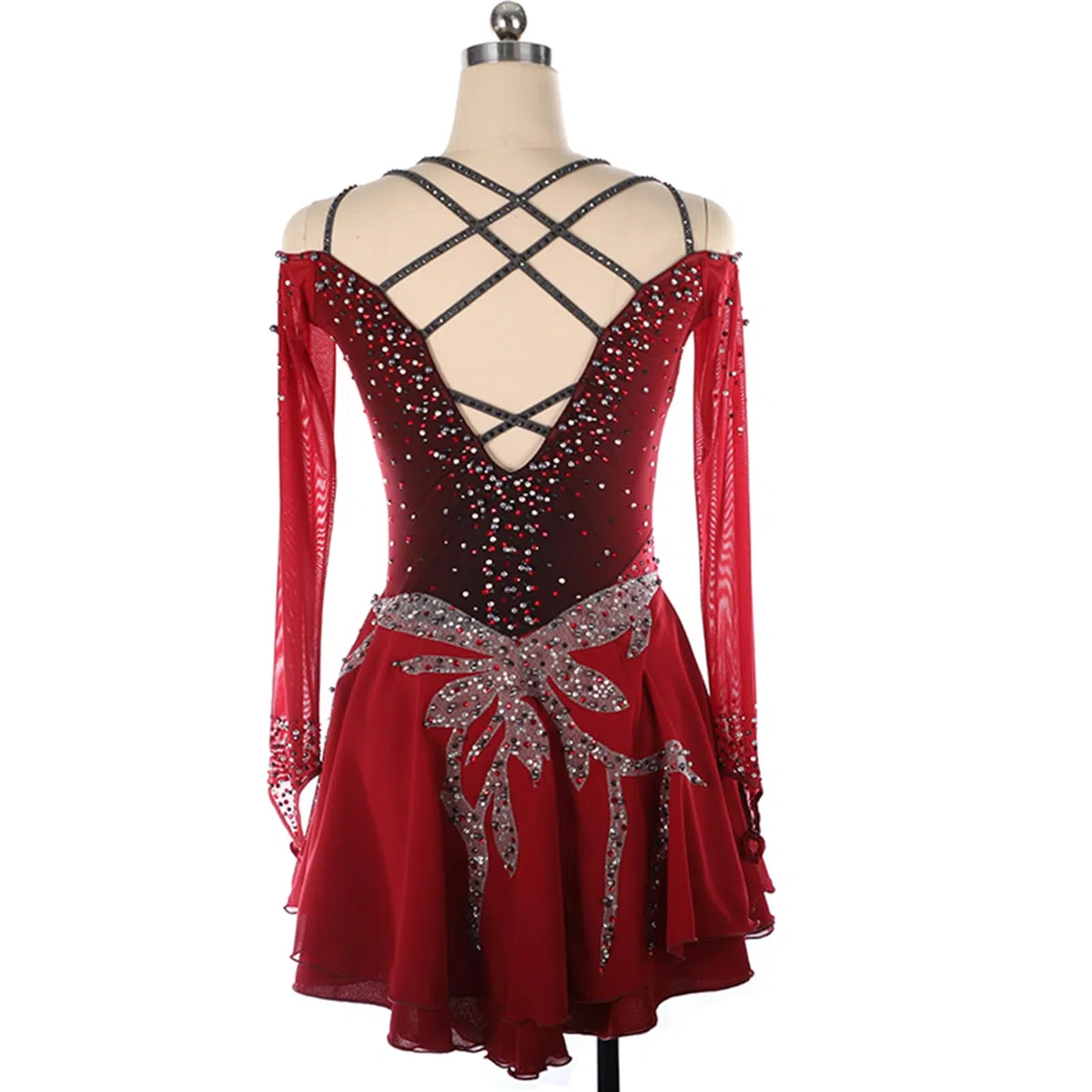 Niñas Vestido De Patinaje Artístico Maillot De Gimnasia Elástico con Diamantes Leotardo De Baile Traje Ropa De Patinador Vestido De Danza,Light Blue,XS