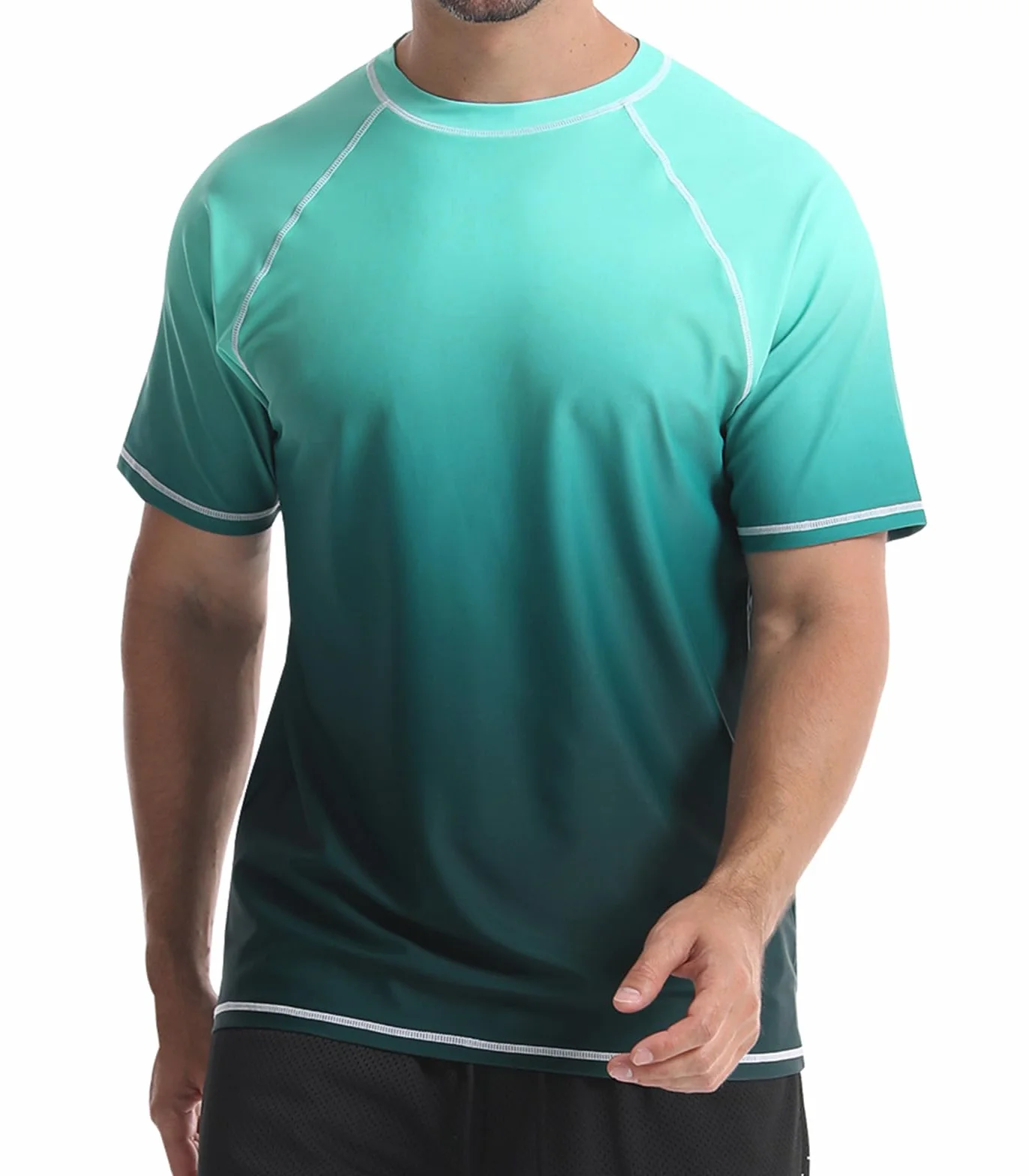 Camiseta de Hombre Camisa de Natación de Manga Corta Protección Solar UPF 50+ Rushguard de Secado Rápido Transpirable Surf Verano