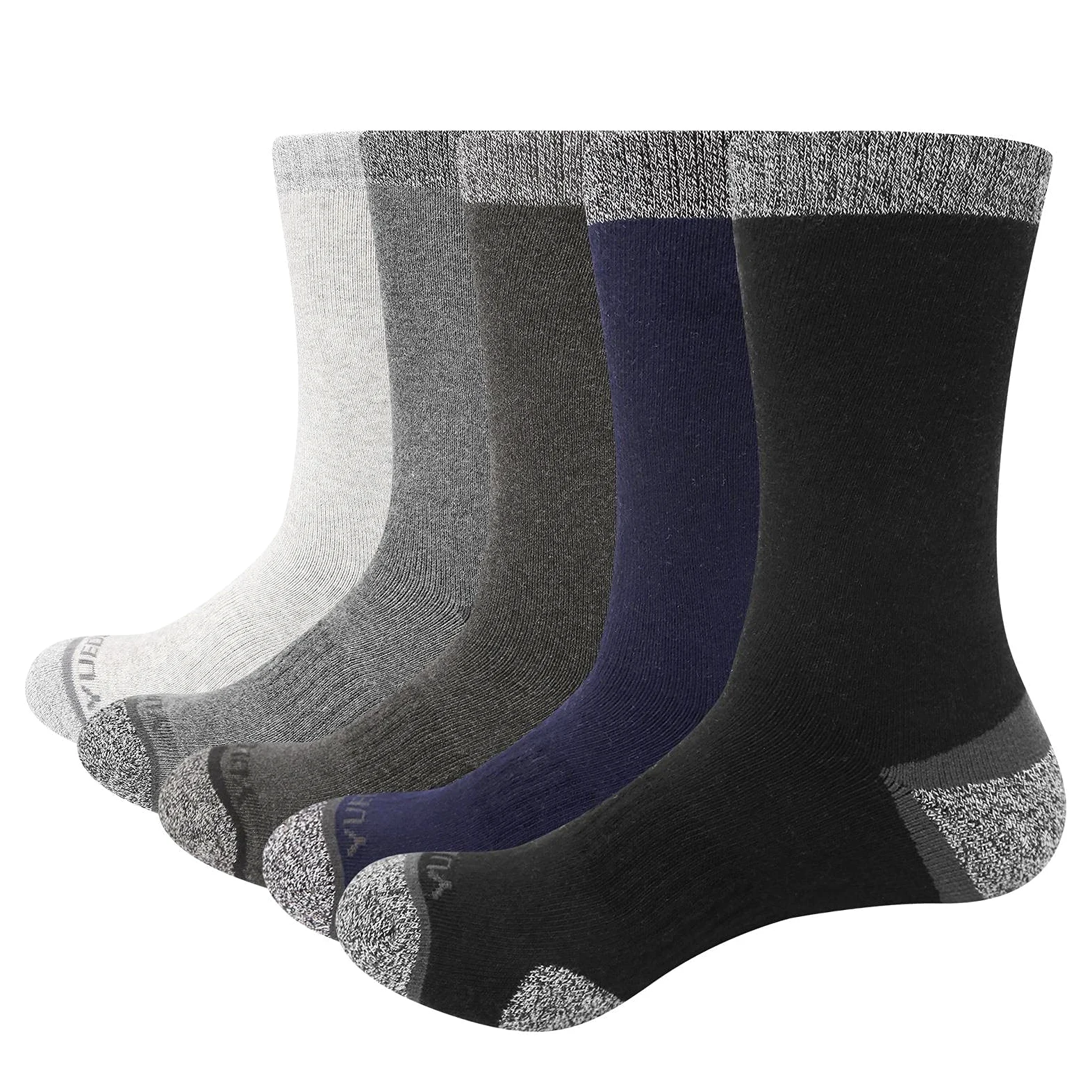 UKKO Calcetines de Hombre Hombres 5 Pares Negro Invierno Cómodo Grueso Cojín De Algodón Confort Calcetines Transpirables-1808Mix,L(Men 6.5-9.5 Us)