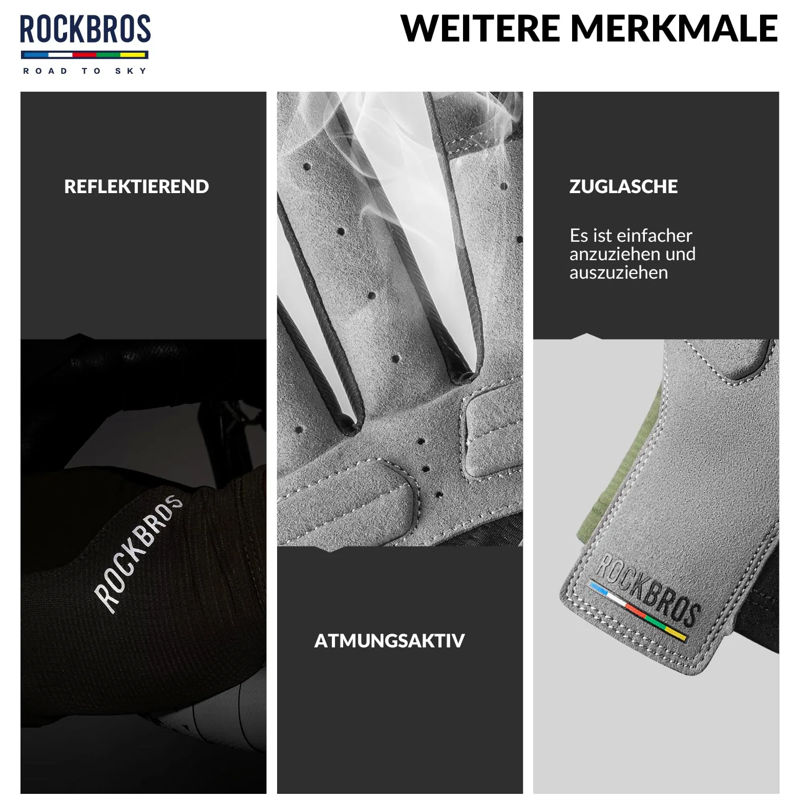 ROCKBROS Road to Sky Guantes de Ciclismo Pantalla táctil Deportivo con Dedo Completo Transpirable para Hombres Mujeres MTB Bicicleta de Carretera Deporte