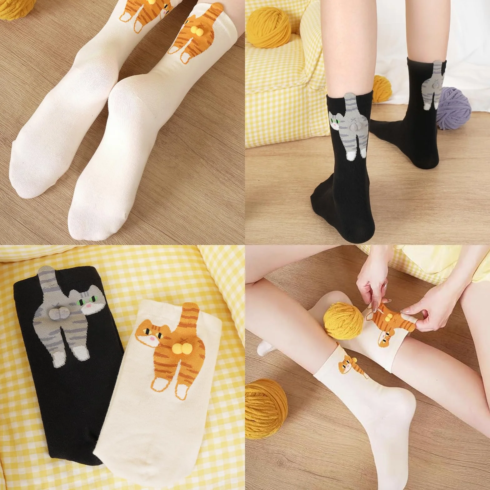 calcetines de gato, 2 pares de calcetines divertidos, 3D, 34-43, para hombres y mujeres, Halloween