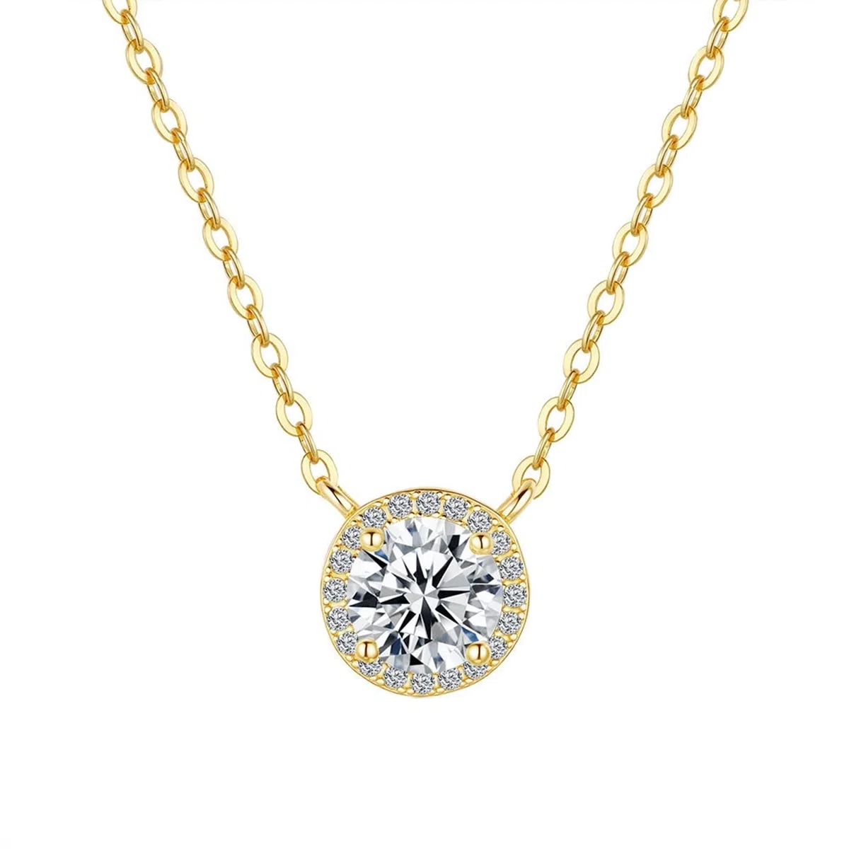 Collar de cadena para mujer, no se deslustra, collar femenino para mujer, moissanita