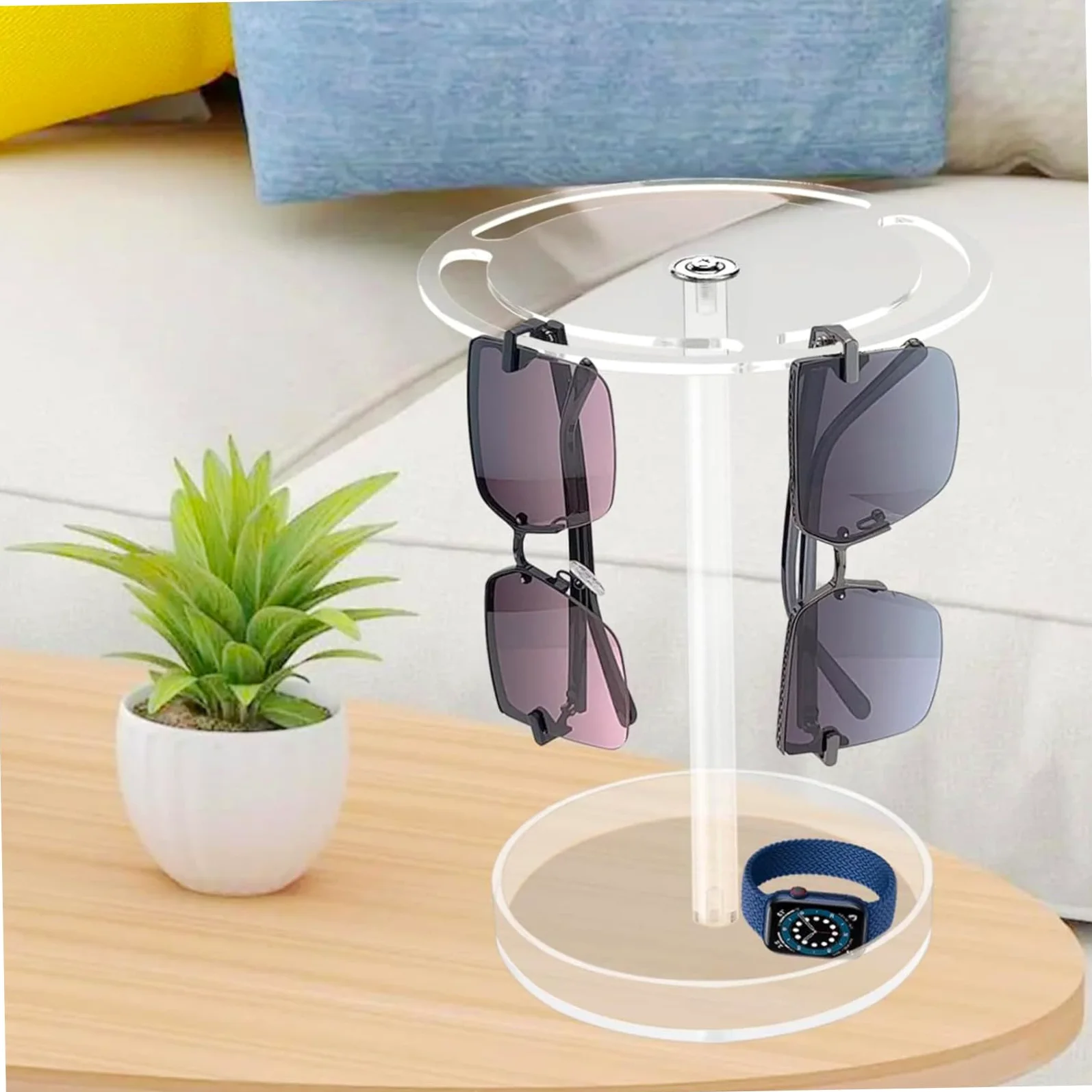 Organizador y Bandeja Acrílico de Gafas de Sol con Diseño Giratorio 360 Grados Soporte y Expositor Elegante para Fiesta Verano para Oficina y Hogar