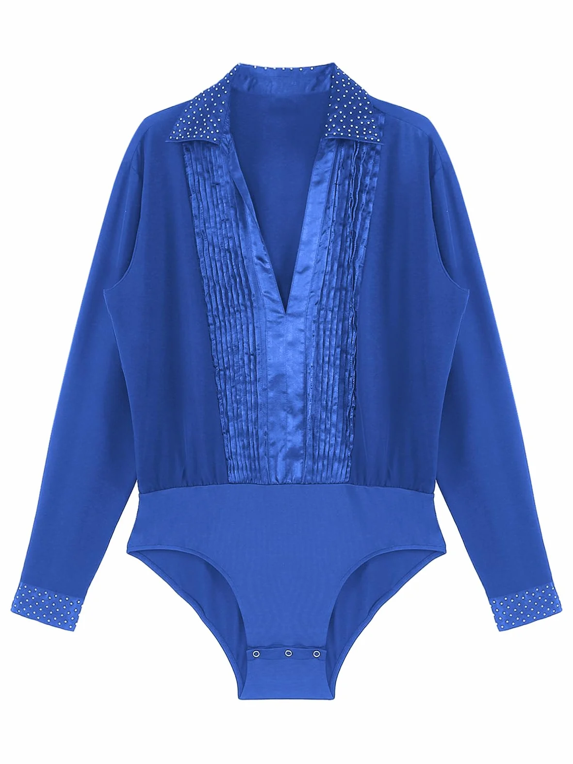 Aislor Maillot De Baile De Patinaje Artístico Para Hombre Body Plisado Manga Larga Cuello V