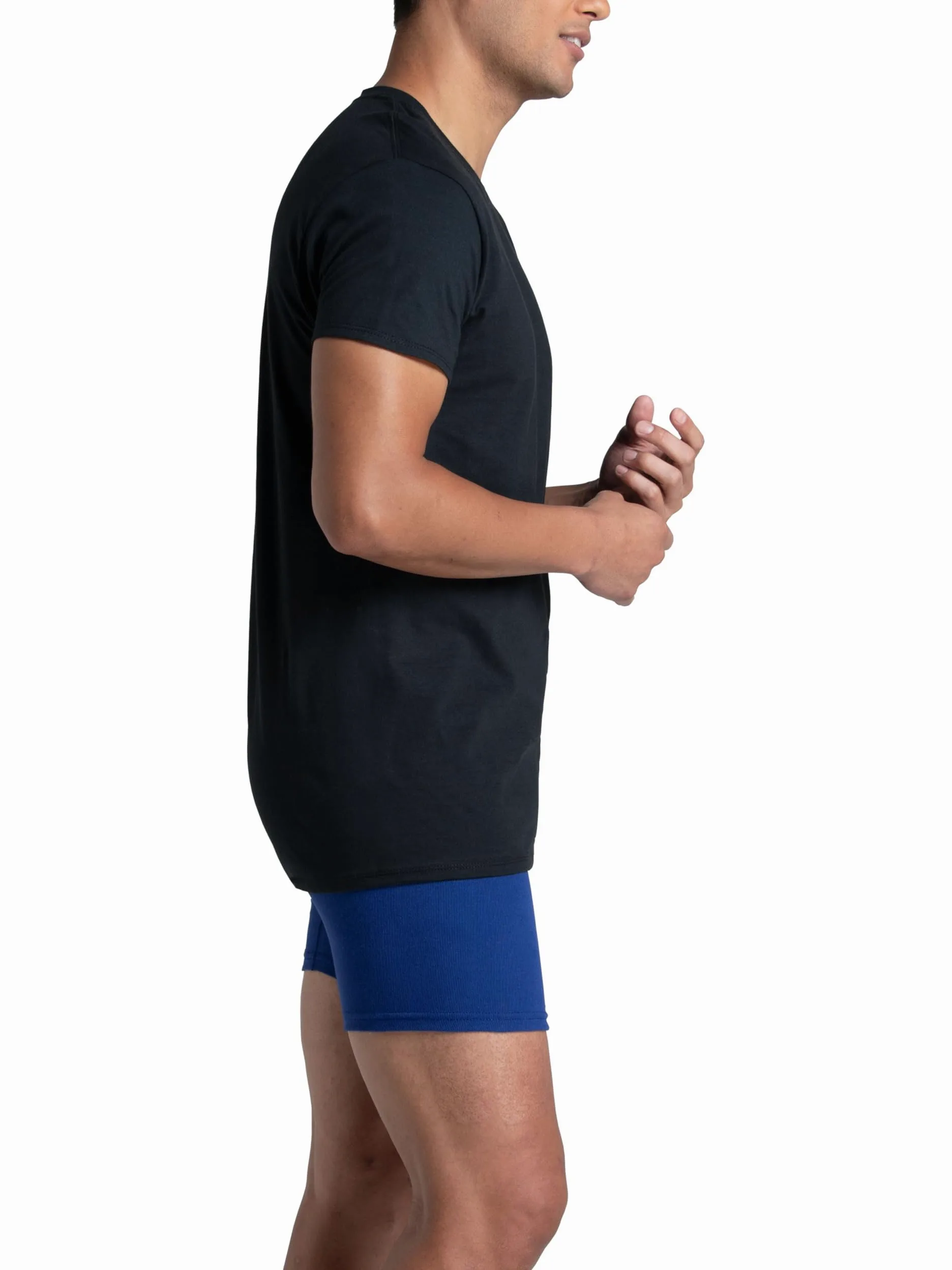Fruit of The Loom Men's Stay Tucked Crew T-Shirt, Classic Fit - Black/Grey - 6 Pack, Medium