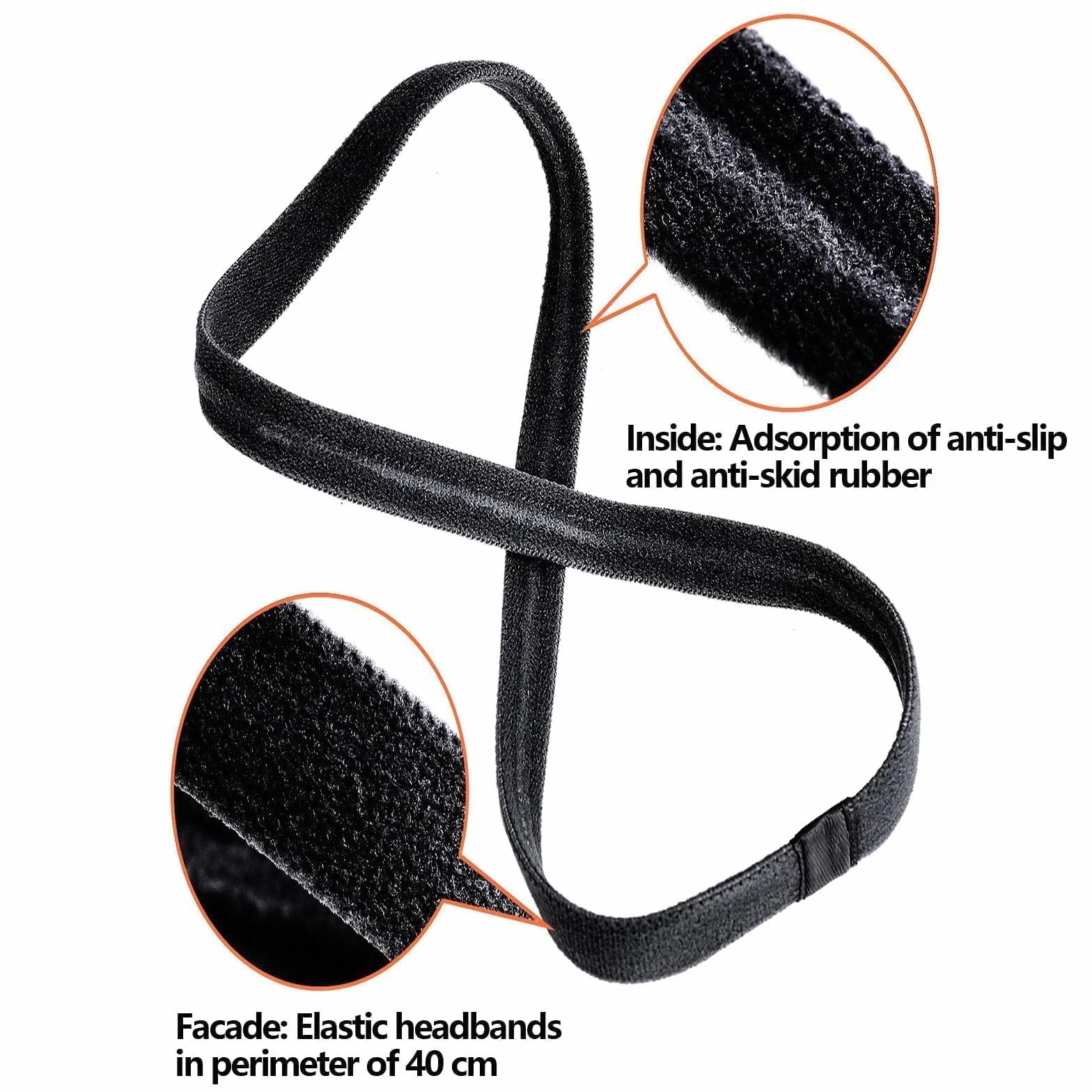 Diadema Deportiva Antideslizante Elástica 9 Piezas, Cinta Pelo para Yoga y Fitness (Negro)