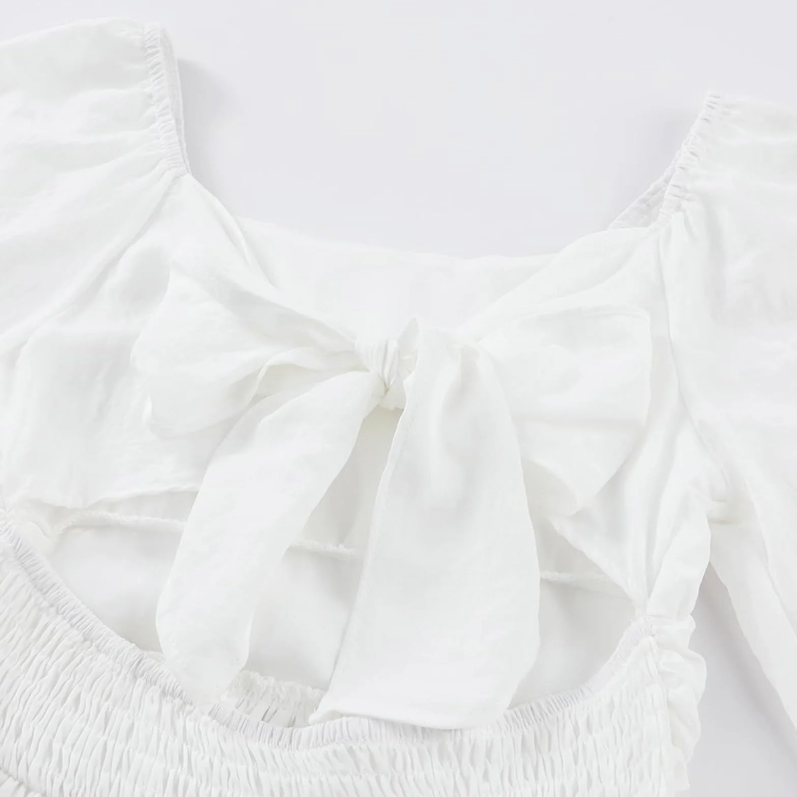 Vestido para niñas, cuello cuadrado, manga larga, acampanado, para verano, casual, cintura alta, plisado, con volantes, playa, vacaciones, boda