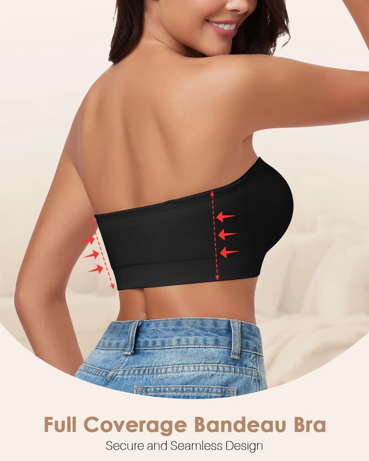 LEYSHE Sujetador sin Tirantes para Mujer, Sujetador Bandeau Acolchado, Top de Tubo sin Costuras, Top Bandeau Antideslizante
