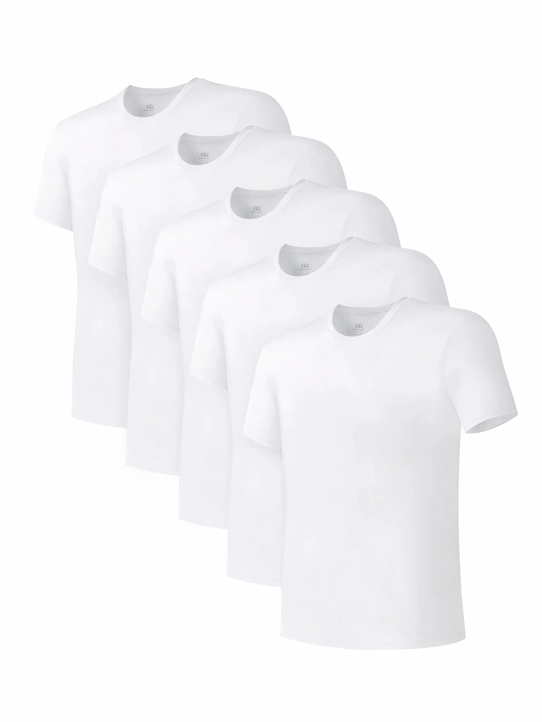 DAVID ARCHY Camiseta interior para hombre, rayón de bambú, absorbe la humedad, cuello redondo, cuello en V, para hombre, paquete múltiple, Paquete de 5 Blanco - Cuello Redondo, Medium