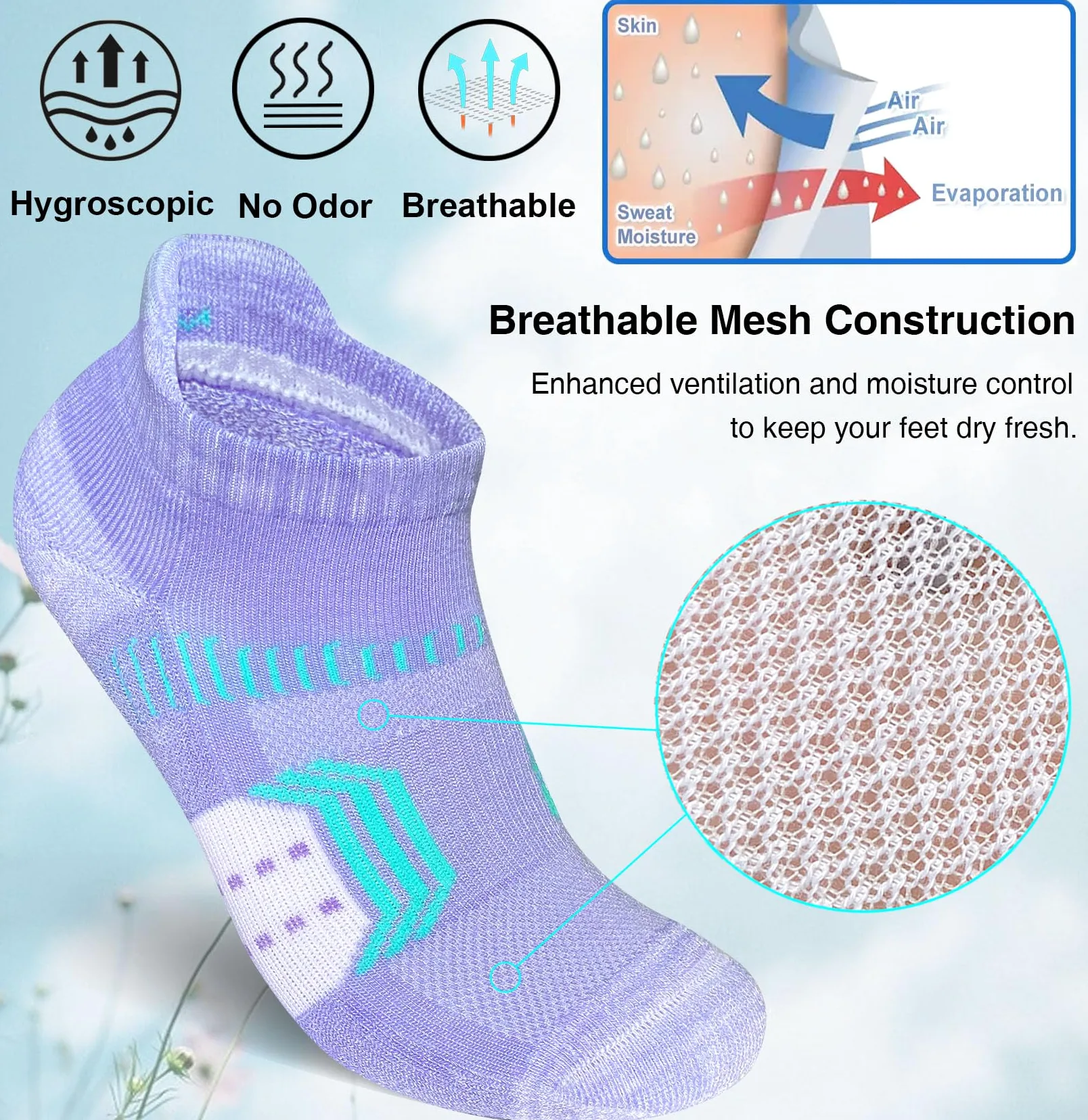 suaskk Calcetines deportivos acolchados para mujer, antiampollas, cómodos, para correr, 5 pares