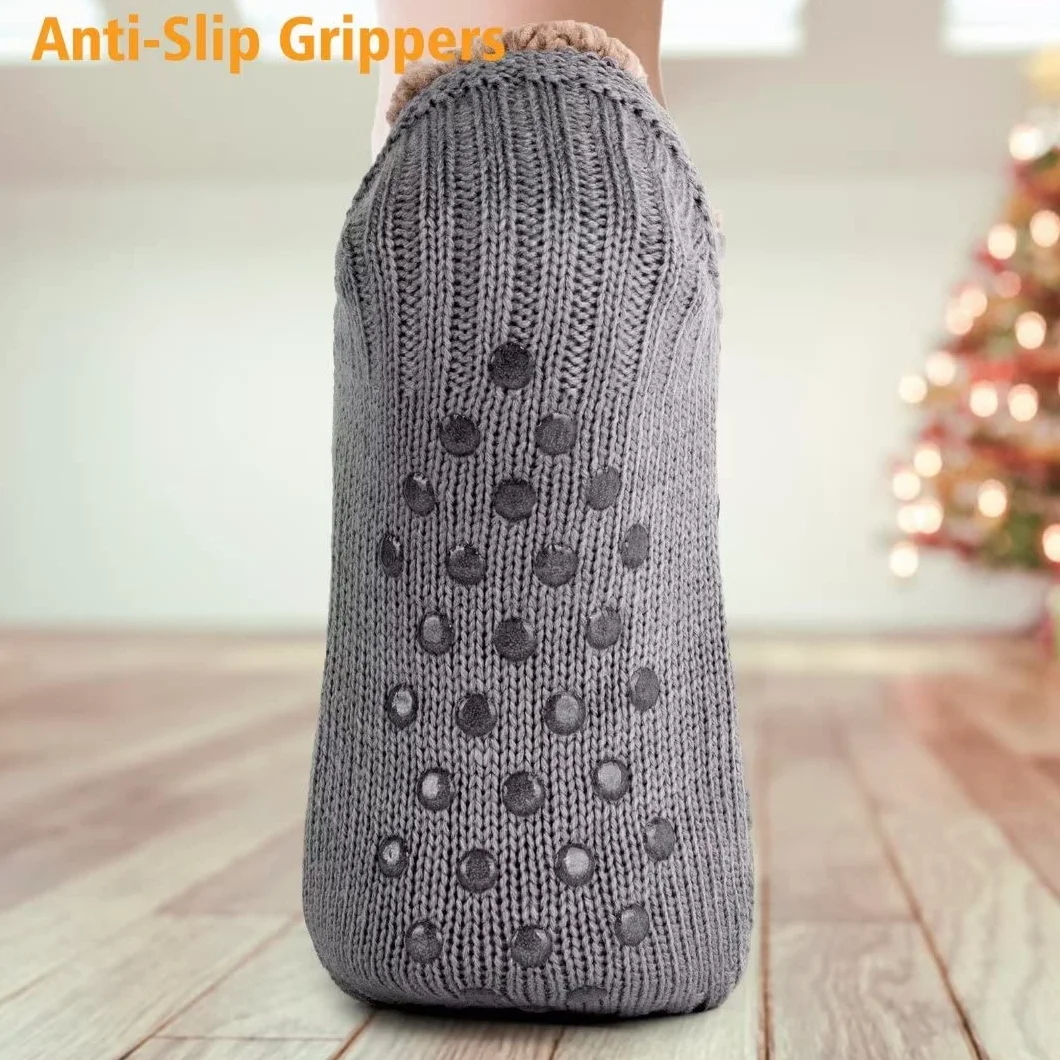 Calcetines Antideslizantes Hombre Mujer Gruesos Zapatillas Calcetines Térmicos con Forro Polar Pinzas Antideslizantes para Casa
