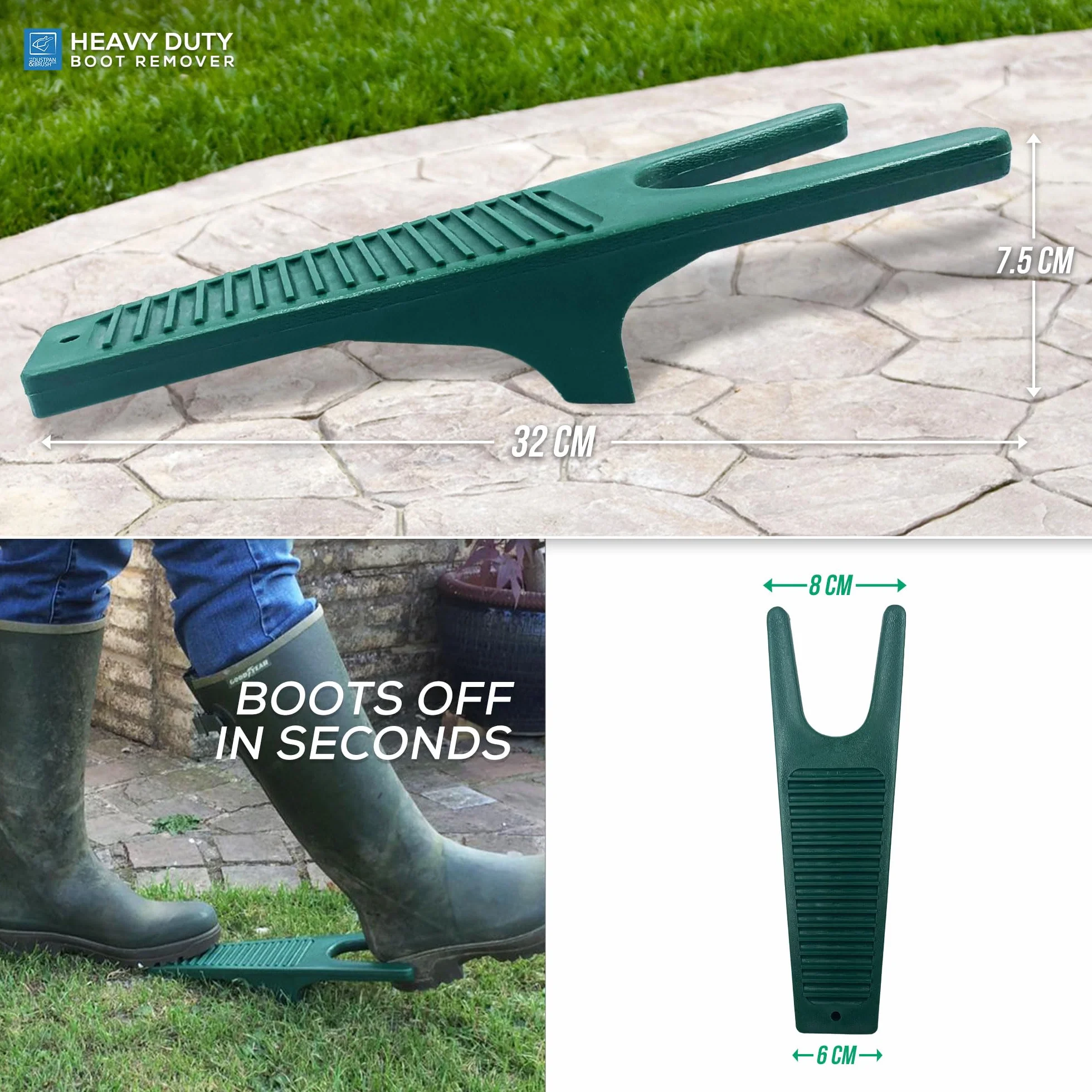 Extractor de botas de agua con rascador de construcción duradera, ideal para botas de equitación o caminar y zapatos de barro, color verde oscuro,