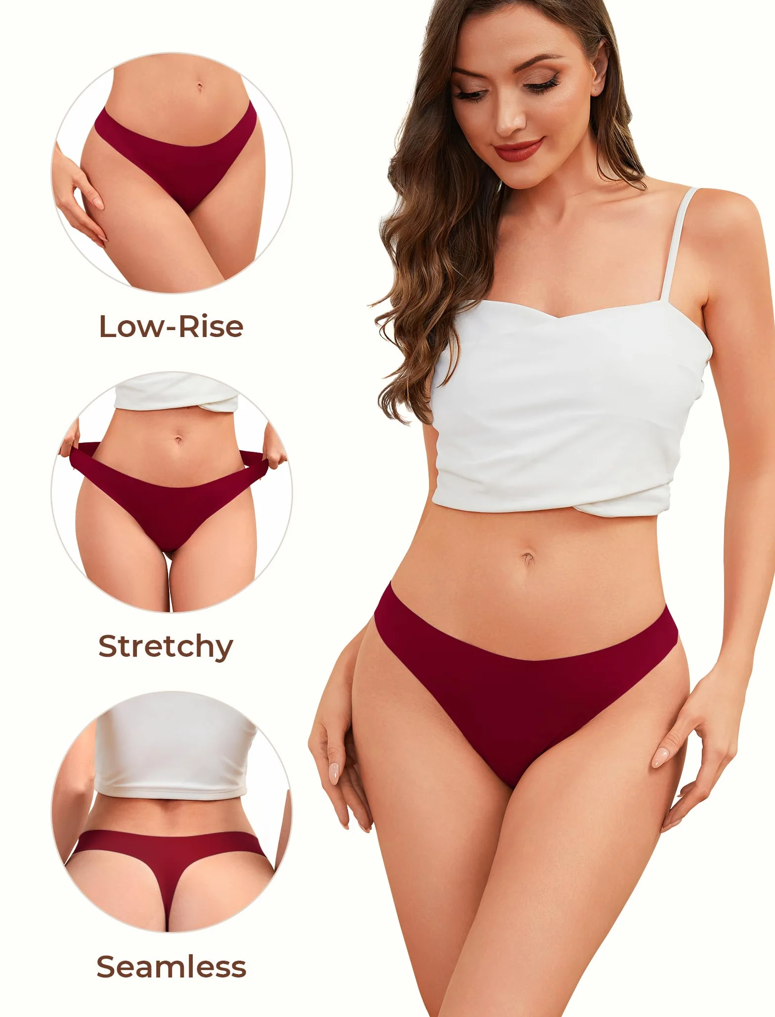 VOENXE Bragas Mujer Sin Costuras Invisible Pack 5 Microfibra Ropa Interior Seamless Thong