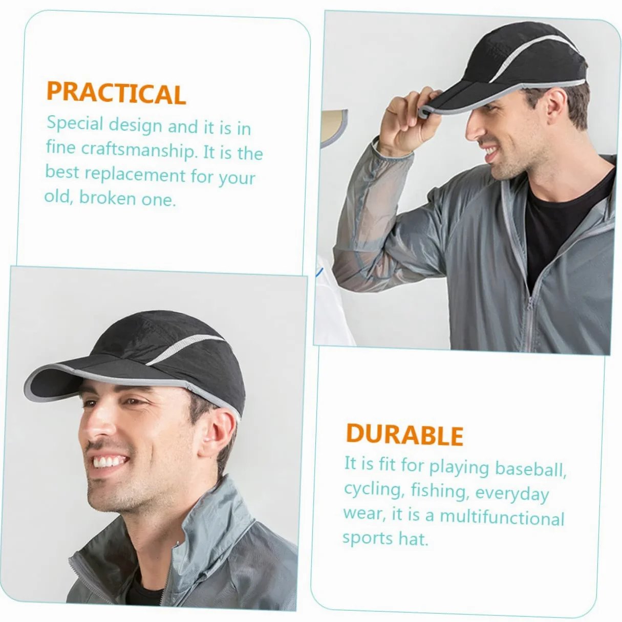 SOIMISS Gorra de Beisbol Gorras Deportivas para Hombre Gorra de Tenis Tapa Hombres encabezamiento Reflectante Gorro Sol Hat Sombreros de Visera para Mujer Sombrero para el Sol Nylon Black