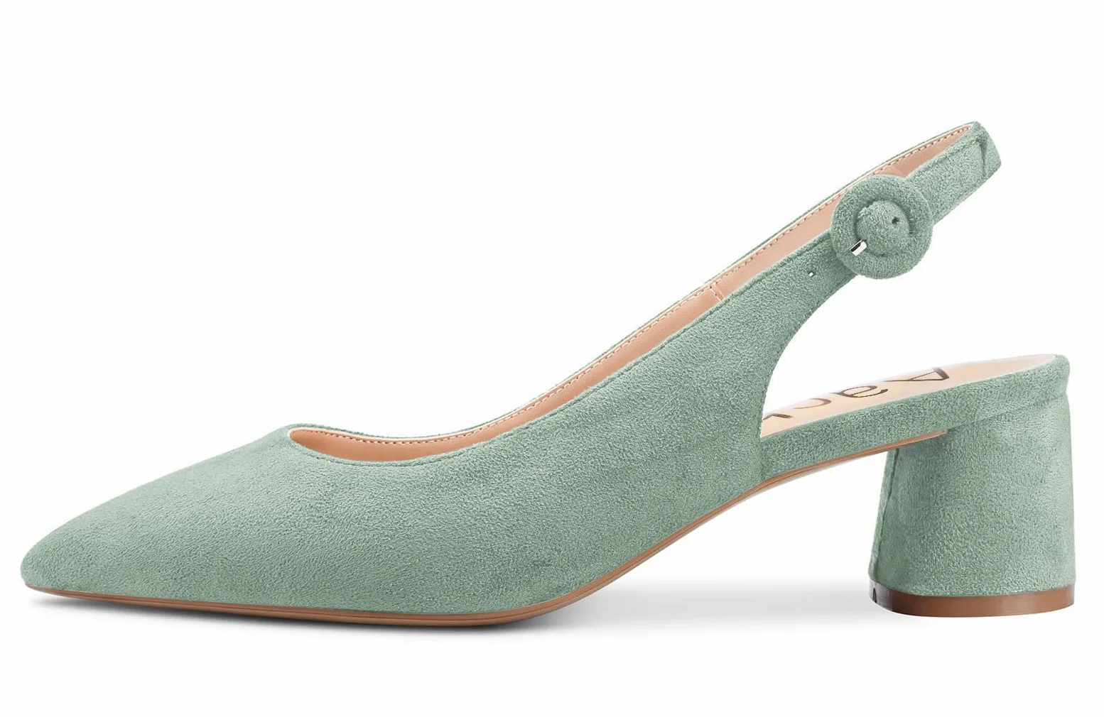 Aachcol Mujer Slingback Pumps Chunky Ancho Medio Bajos Heel Puntiaguada Punta Correa Tobillo de Boda Oficina Fiesta Dress Zapatos Cute 5 CM