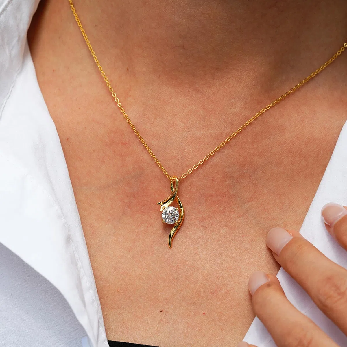 Collar infinito de oro de 9/14/18 quilates para mujer, collar con colgante redondo de moissanita de 1 quilate, oro real