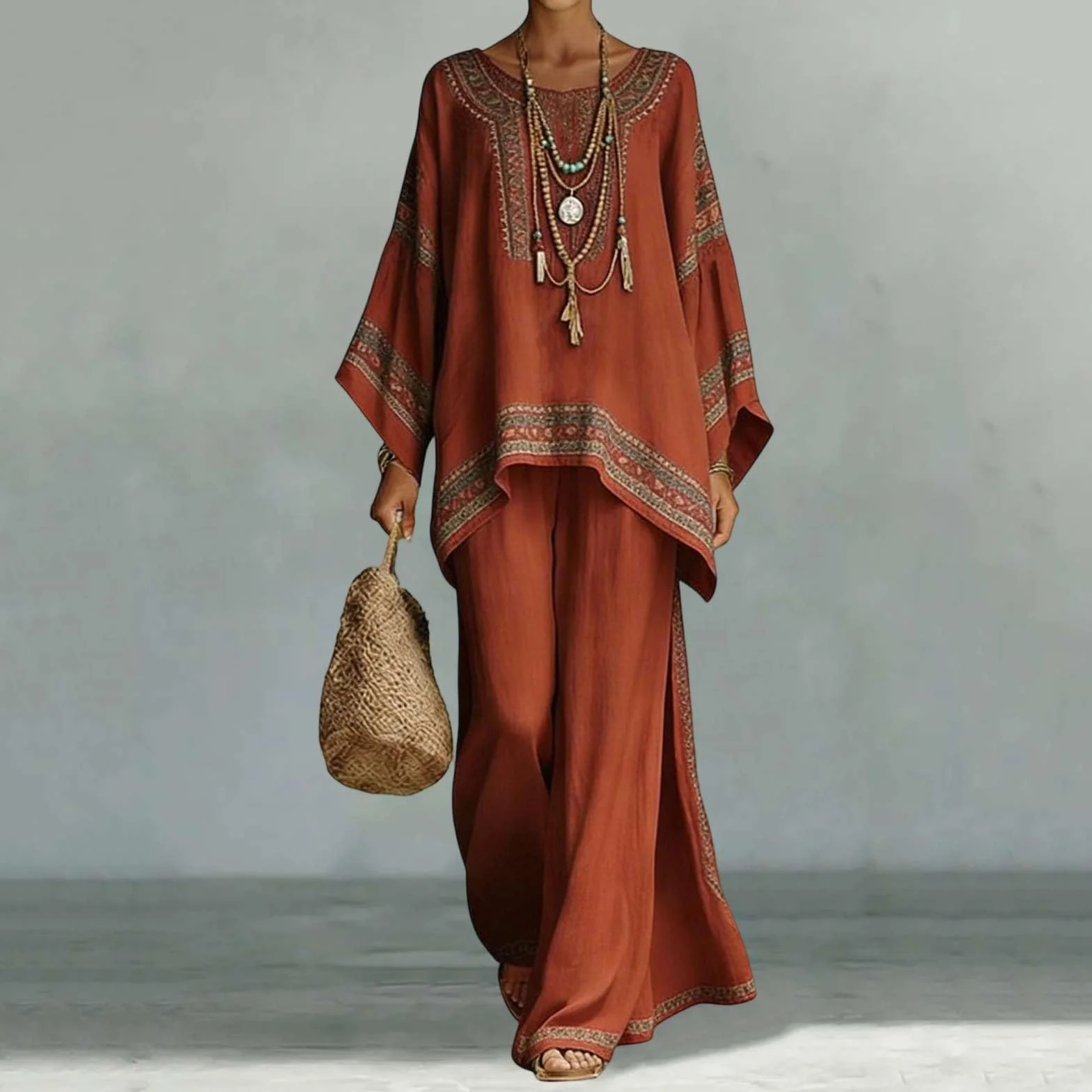 Conjunto Lino Dos Piezas Mujer Verano Vestir Elegante Chandal Mangas Largas Boho Camiseta y Pantalons 2 Piezas Top Talla Grande Ropa Deportiva Cintura Alta Casa Vacaciones Playa Moda 2026