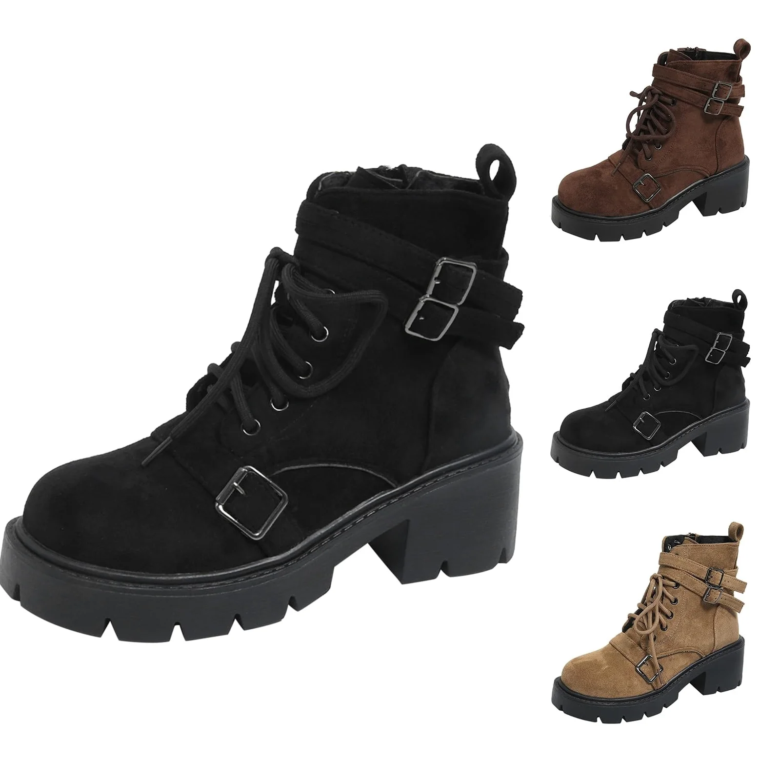 Genérico Botines Mujer Vestir Cordones Plataforma Botas Puntera Redonda Elegantes Zapatos Suaves y Cómodos Caminar Bota Casuales Antideslizantes Botin para Otoño Invierno Trabajo Paseo y Uso Diario