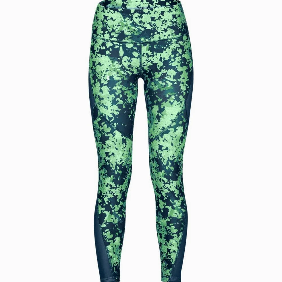 Under Armour HG Ankle Crop Double Nov Pant Pantalones Pirata, Mujer, Techno Teal/Green Typhoon/Metallic Silver, M