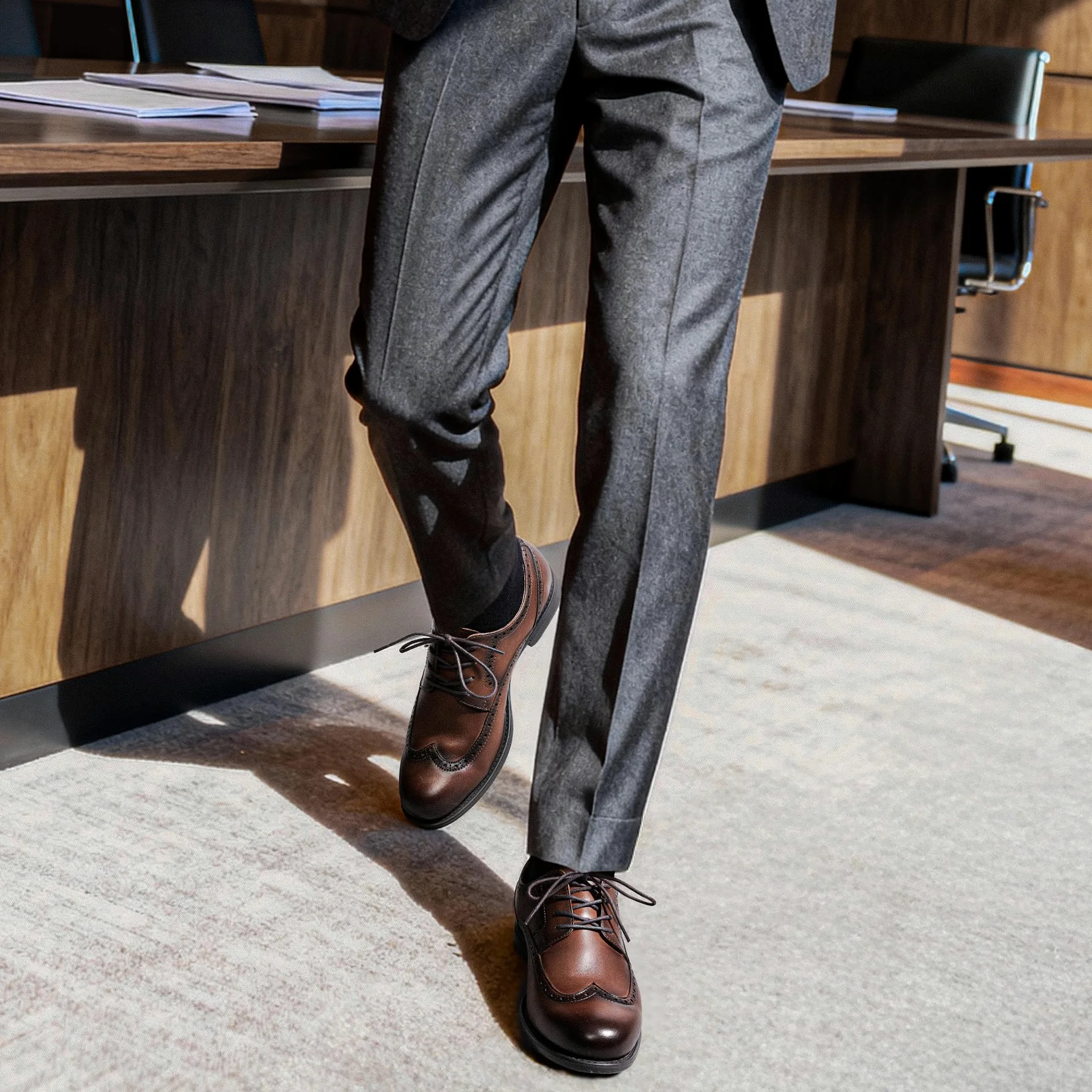 Bruno Marc Zapatos Hombre Cuero Cordones Clásico Brogue | Oxfords Cuero Clásicos, ReserveCush Tecnología, Acolchado Reflexivo, Construidos Durar, Elegancia Versátil