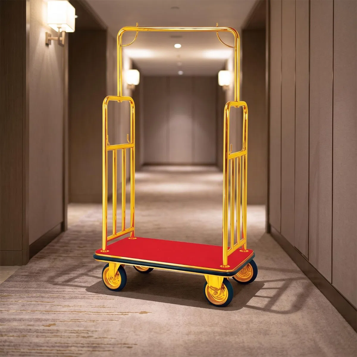 Carro Portaequipajes de Hotel Carrito Maletero Carro de Equipaje Carrito de Botones con Estructura Vertical para Manejo Cómodo y Seguro Adecuado para