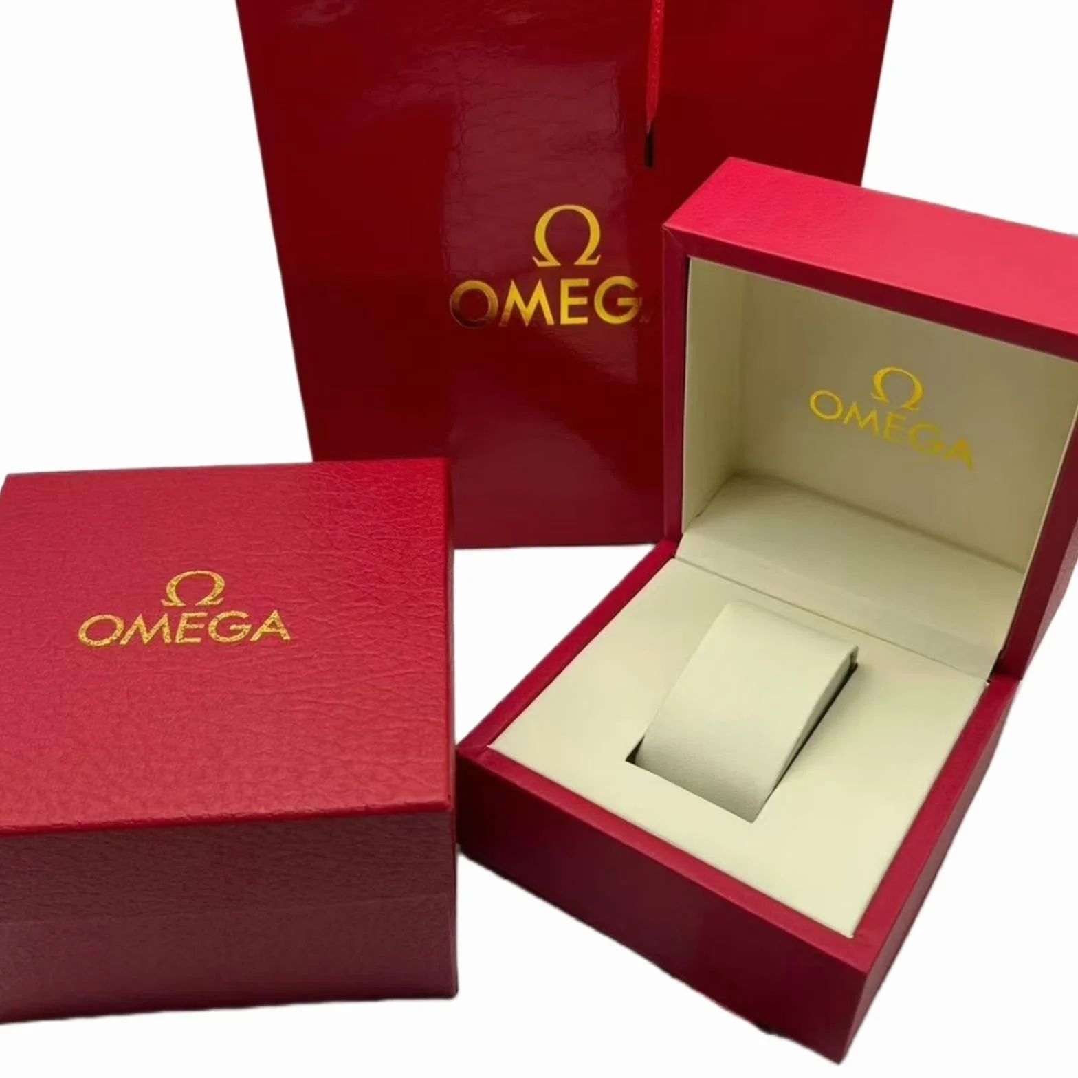 Carcasa Dura Almacenamiento Estuche Reloj Rojo Texturizado Acabado Suave Forro Protección Soporte Hombre Accesorios Caja para Omega