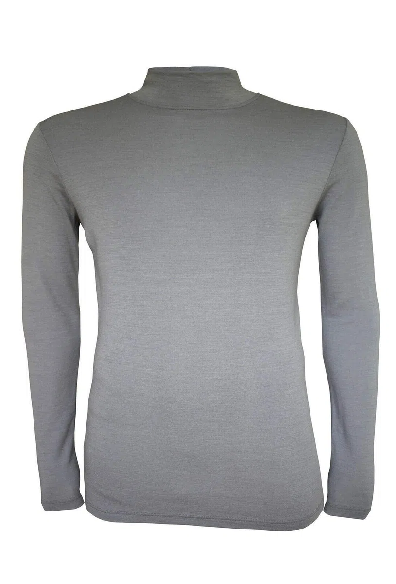 Camiseta térmica para Hombre (100% Lana de Merino, Manga Larga, Cuello Alto)