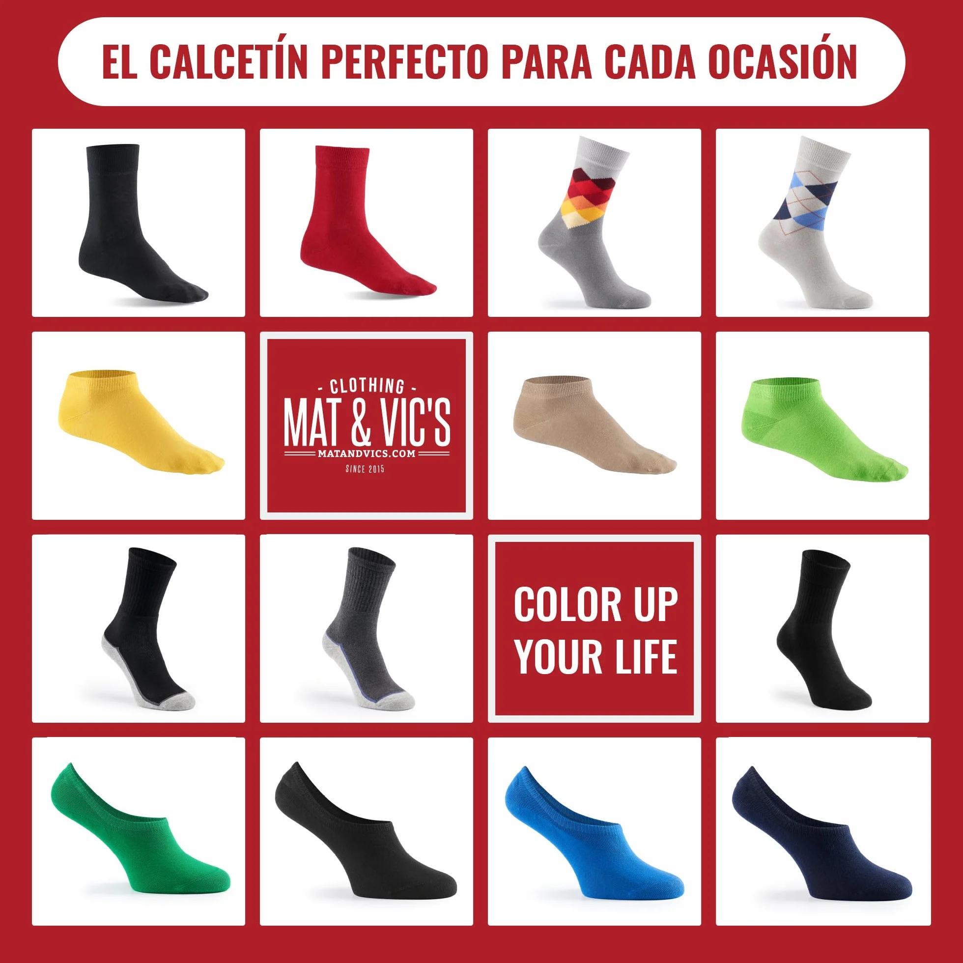 Mat & Vic’s Calcetines Hombre Algodon 100% Sin Costuras – para Hombres y Mujeres – Calcetines Hombre Vestir – Cómodos, Finos y Transpirables – Negro o Multicolora – 5 o 10 Pares