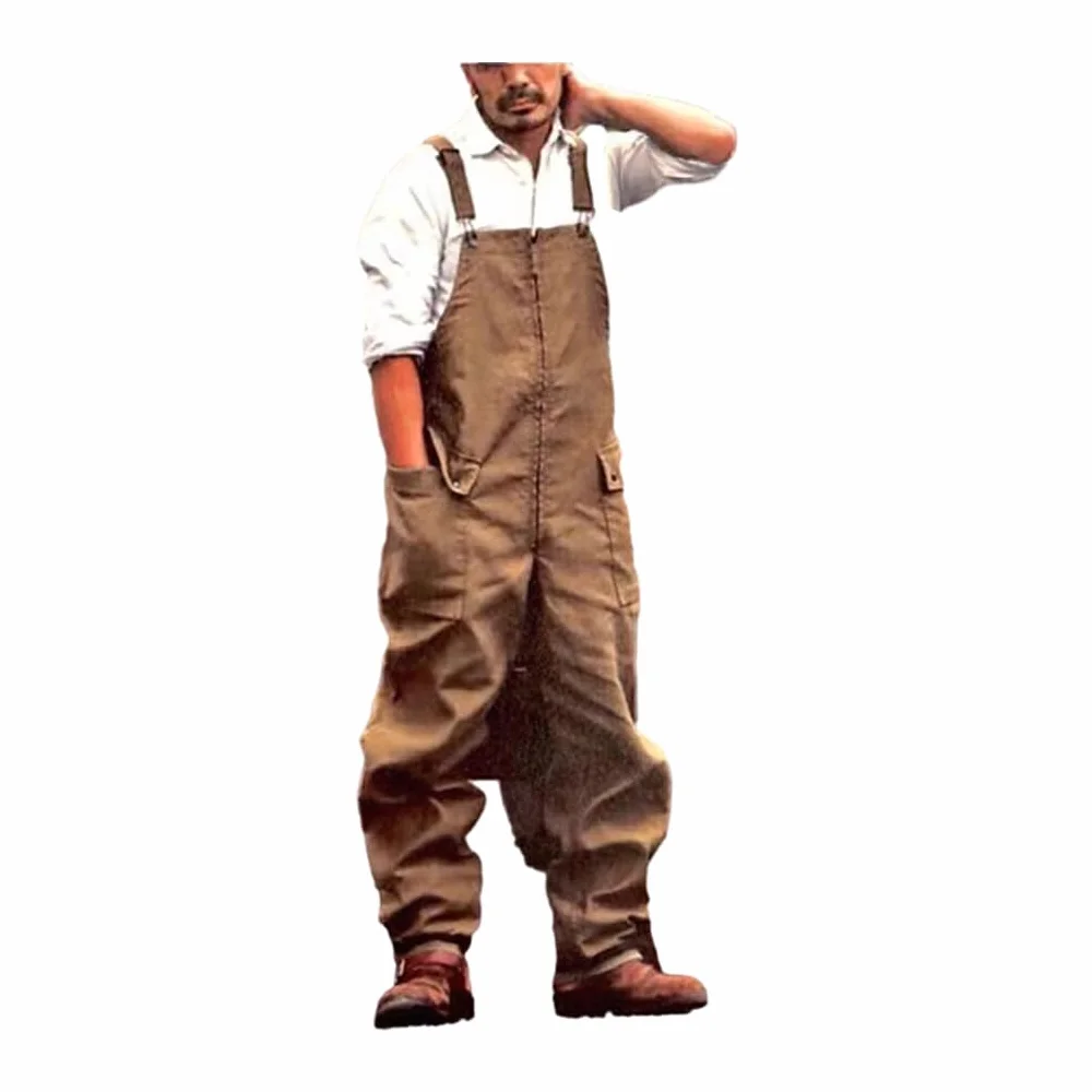 Peto vintage para hombre, pantalones de trabajo duraderos de poliéster, Marrón, XL