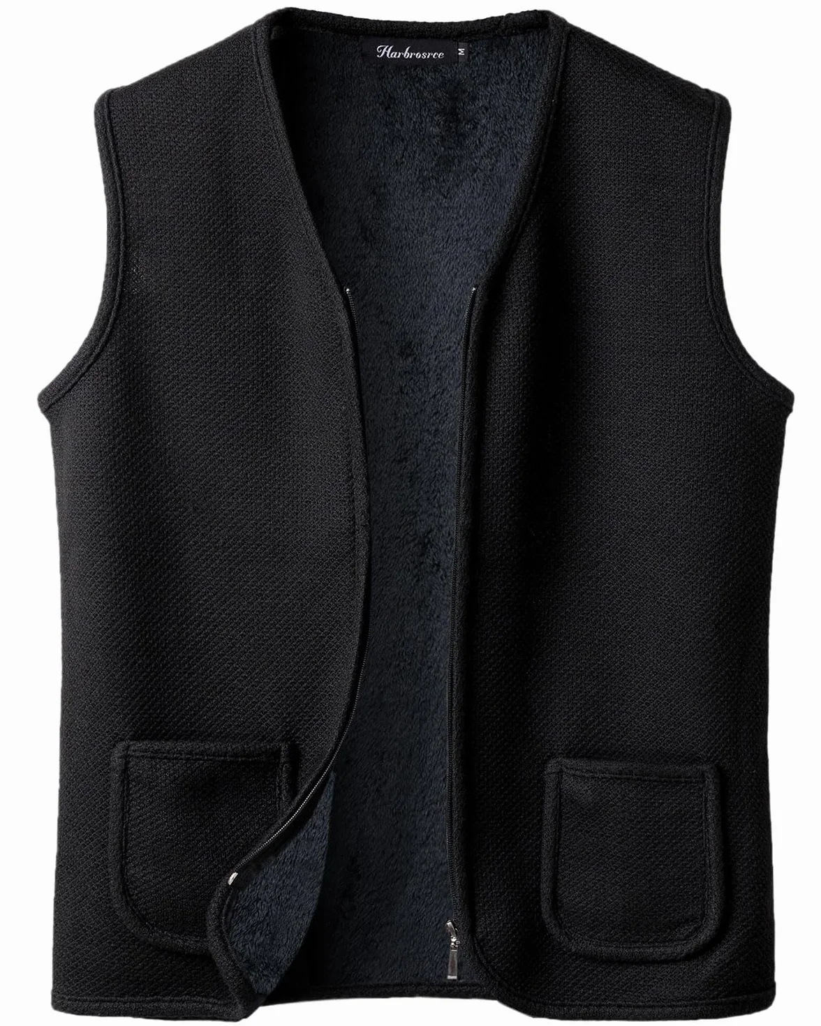 Chalecos Exteriores de Punto para Hombre Forro Polar Cárdigan sin Mangas Otoño Invierno Cremallera Chaqueta de Suéter Cálido Caballero
