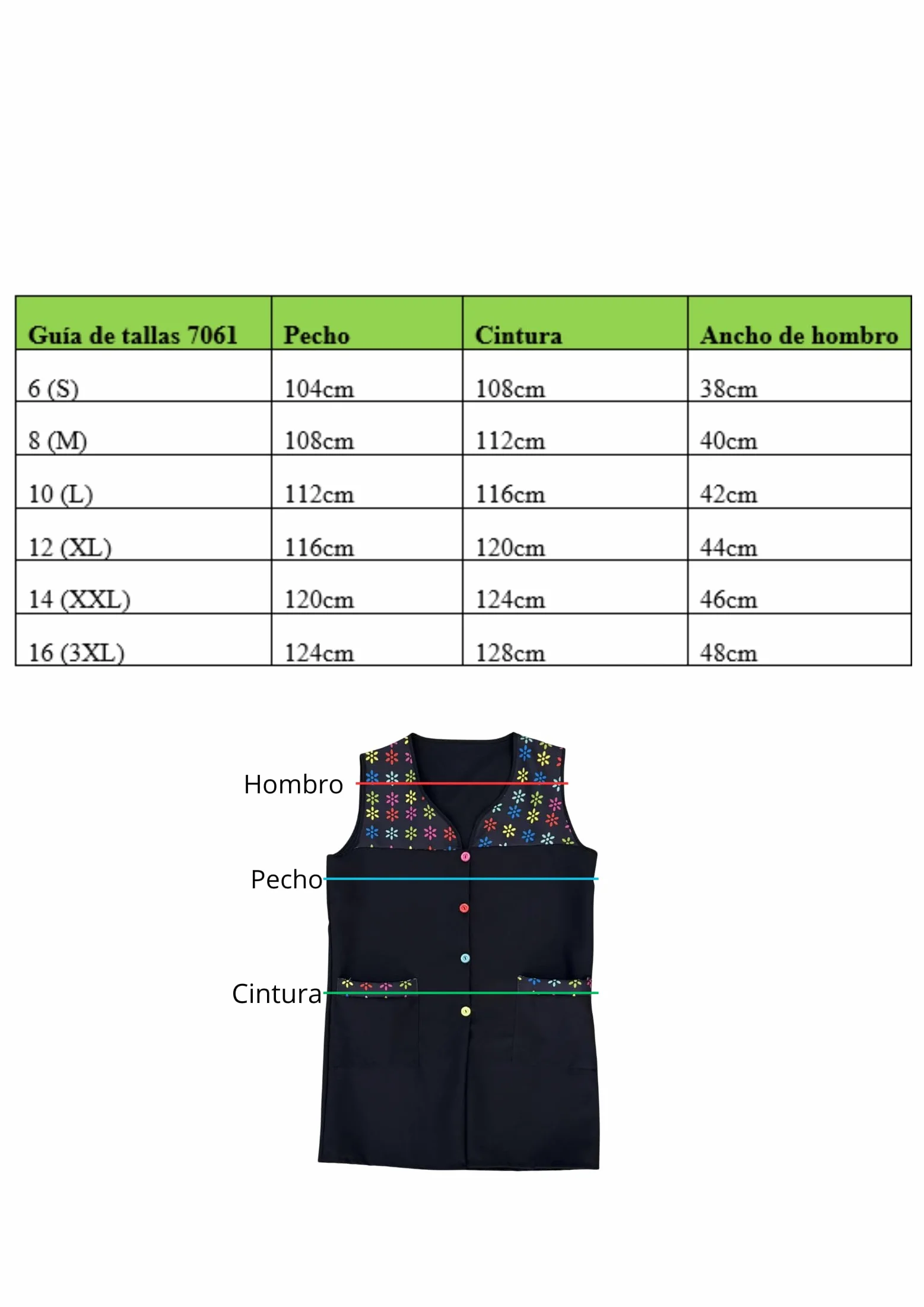 Victory Casaca Escolar Sin Mangas Mujer Botones Multicolor Delantal Mandil Chaleco Estampado Tres Bolsillos Uniforme Maestra Peluquera Auxiliar Limpieza Cuidado Infantil Lavable – SERIE 7061