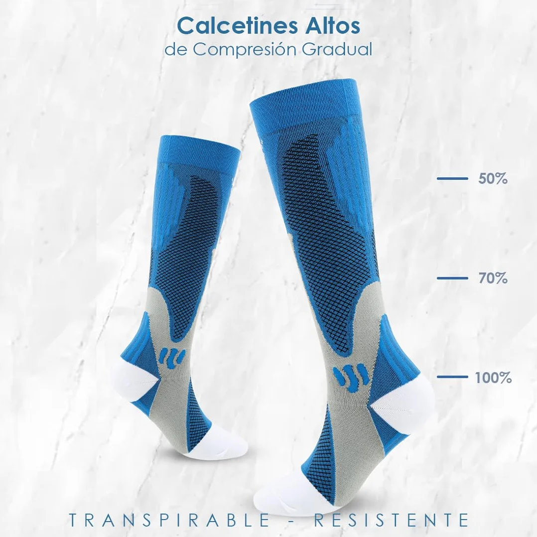 Calcetines de Compresión Mujer y Hombre Altos para Running Ciclismo