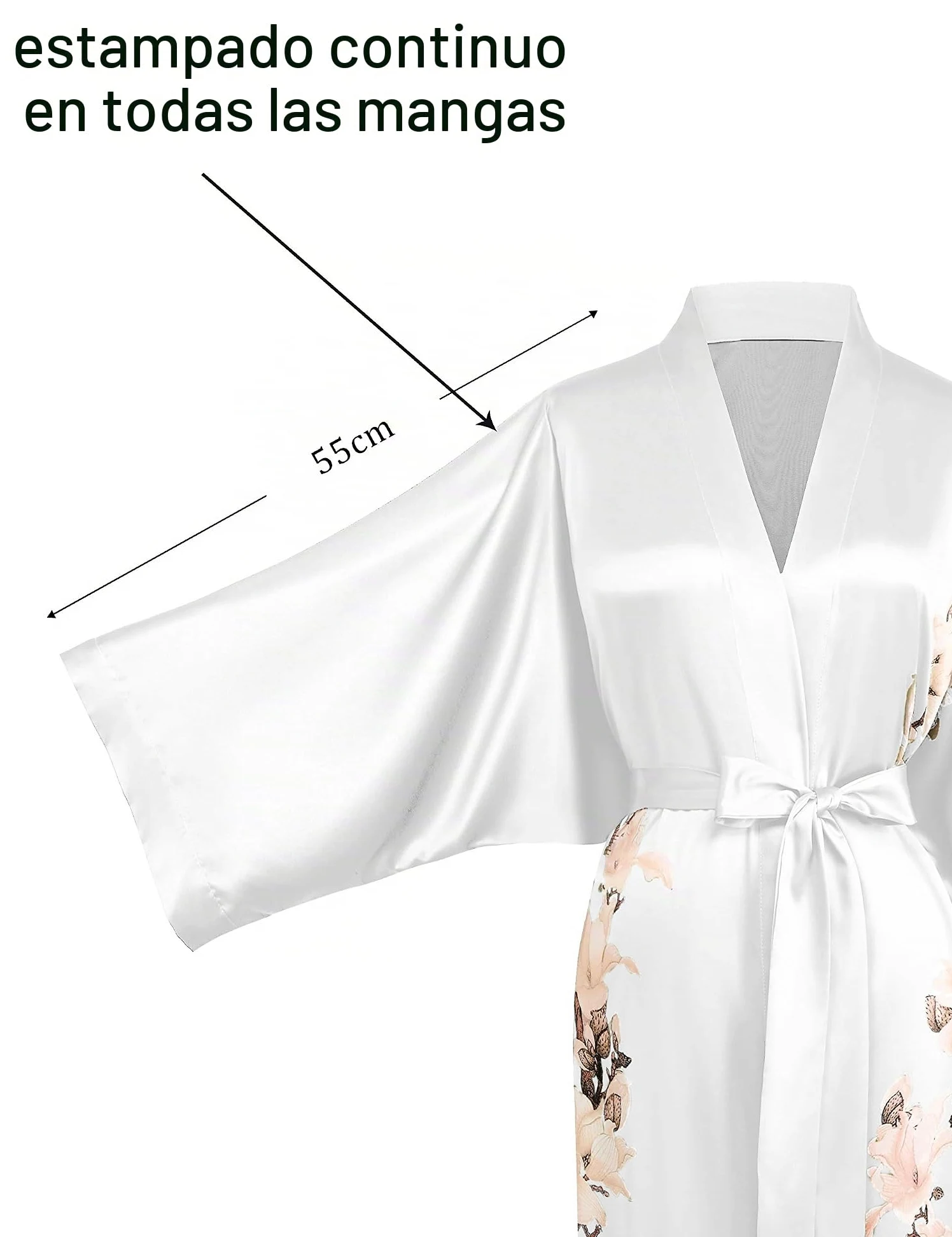 BABEYOND Bata de mujer kimono de flores con estampado maxi largo para mujer, albornoz de pera, chaqueta de playa, despedida de soltera, fiesta, bata de dormir