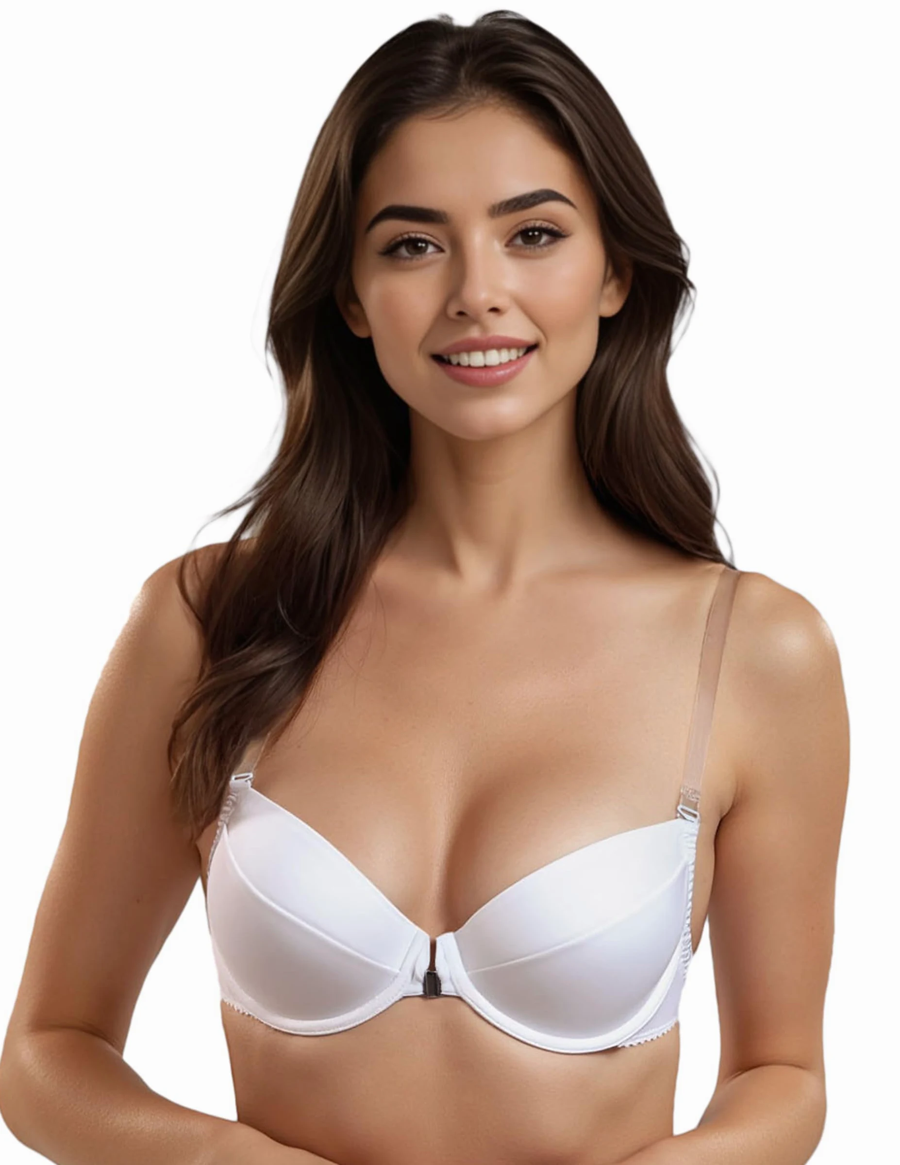 Vivisence Mujer Sujetador Push-Up Sin Espalda Microfibra Tirantes Silicona 1086