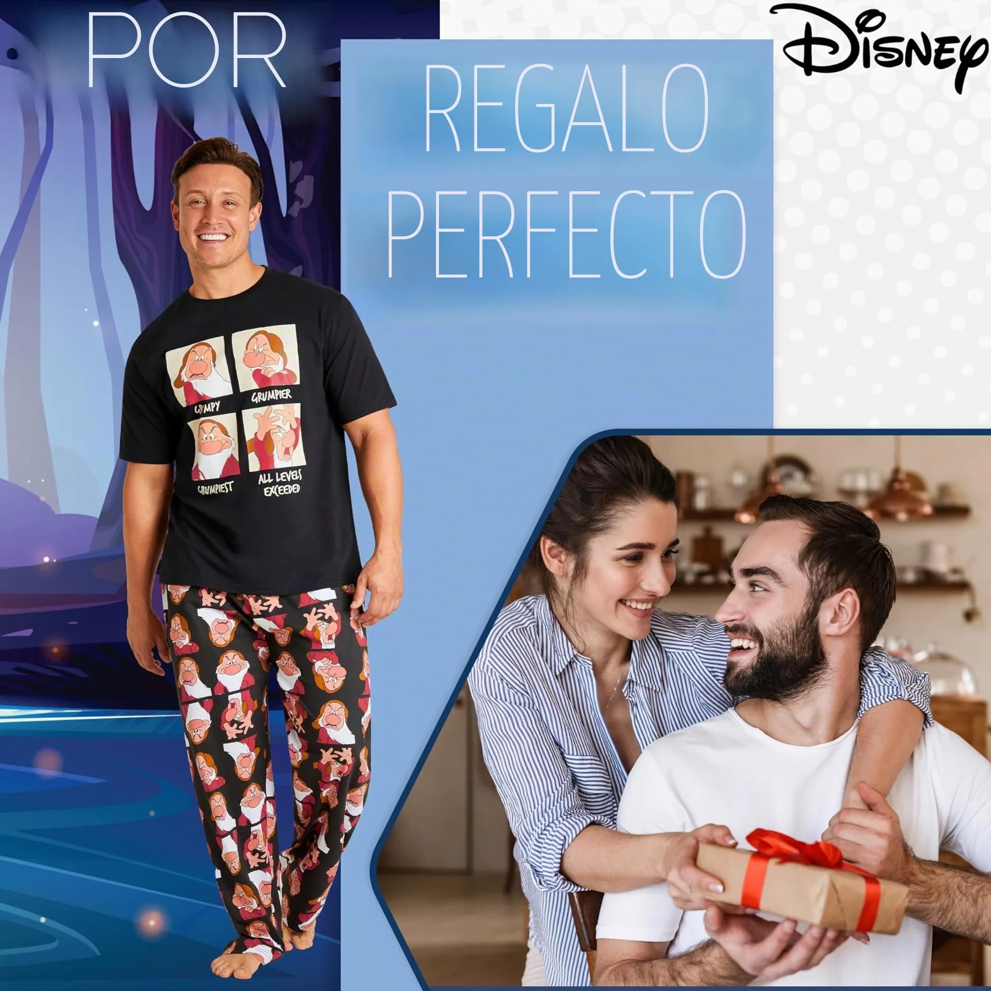 Disney Pijamas para Hombres - Camiseta y Pantalones, Conjunto Tallas S-3XL Regalos Navidad