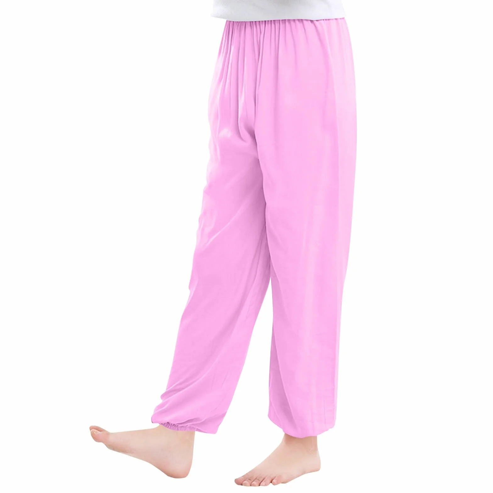 Niños Niñas Pantalones de Algodón Casuales Verano Pantalon de Protección Solar Anti-Mosquitos Harem Pantalón Bloomers Pantalones Deportivos Suelta Elásticos Jogging Pants 2-16 Años