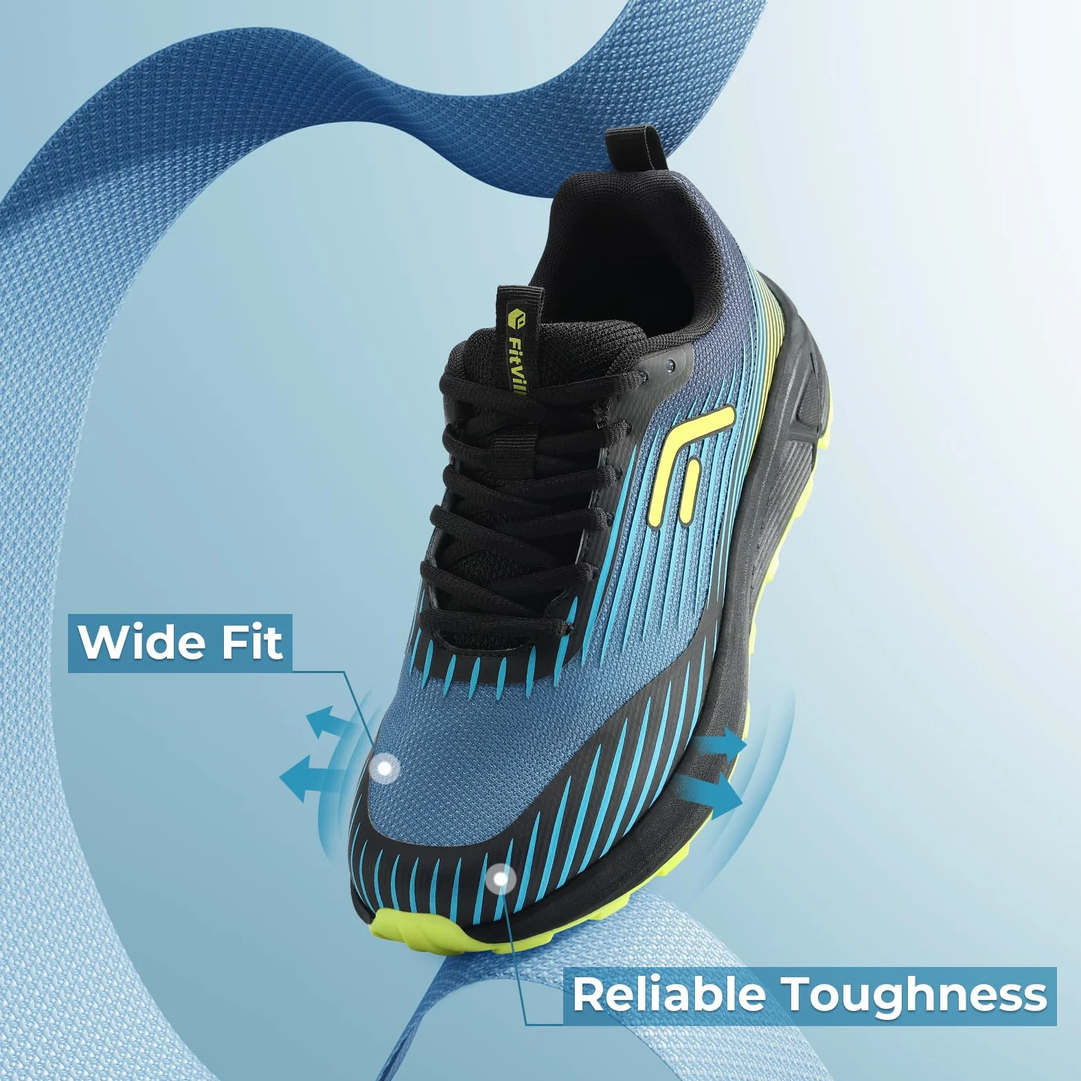 FitVille Zapatillas Anchos Trail Running Hombre Zapatos Montaña Ligeros Senderismo de Exterior Trekking Transpirables