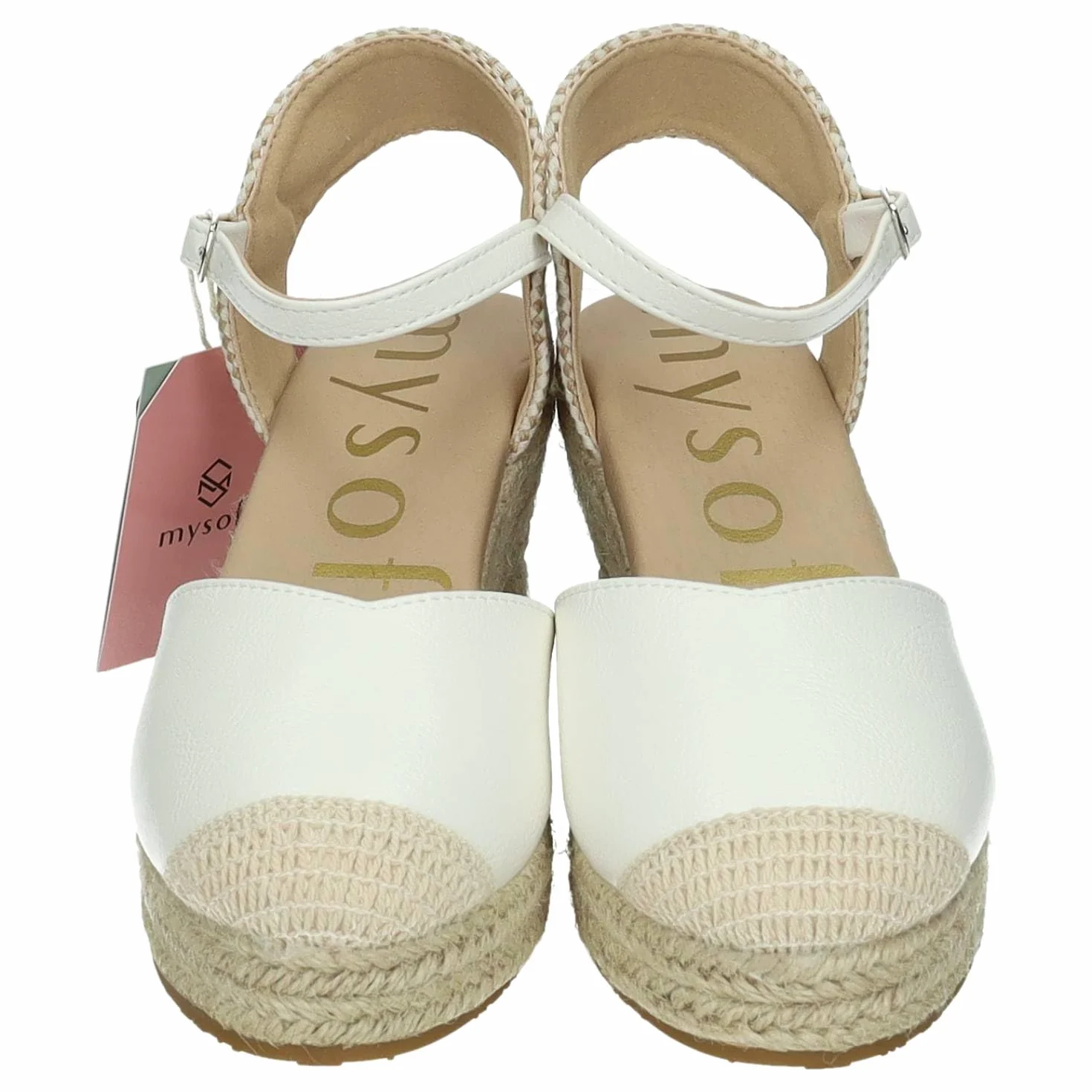 mysoft 25M150 Alpargatas con cuña Blanca para Mujer, diseño Elegante y cómodo Hecho en España Mujer Alpargatas