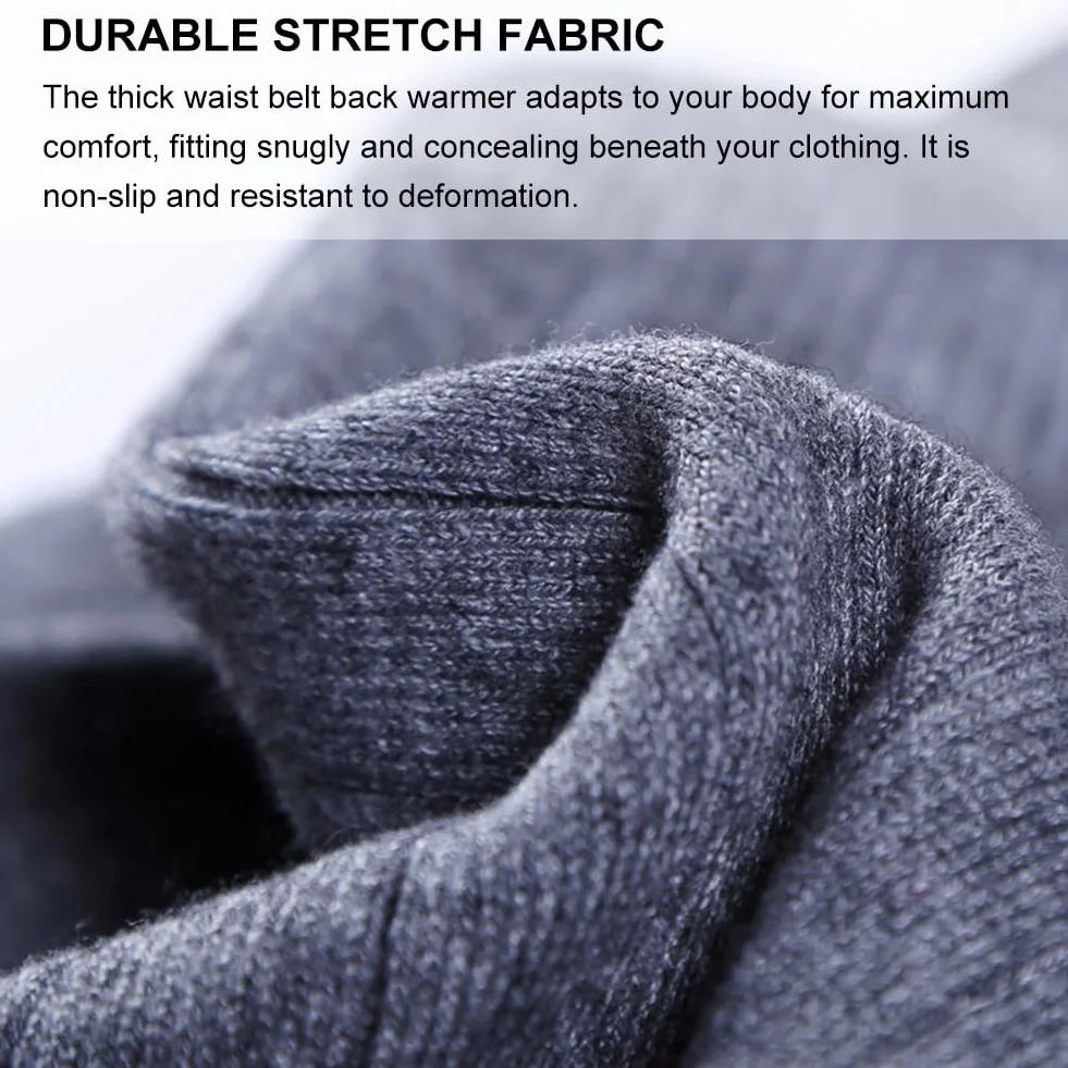 Calentador Lumbar Térmico de Punto Invierno Unisex, Calentador de Riñón Cinturón Elástico Cintura, Faja Lumbar Caliente Protector Abdominal para Invierno Prevenir el Resfriado del Vientre, Gris, L