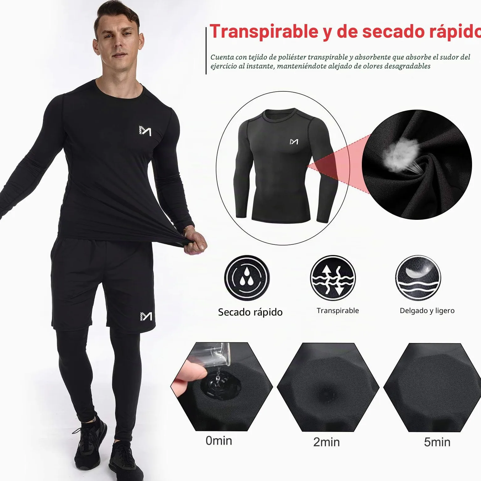 MEETYOO Kompressionsshirt Herren Set Kompressionsshirt Herren Set Hombre (Pack de 4)