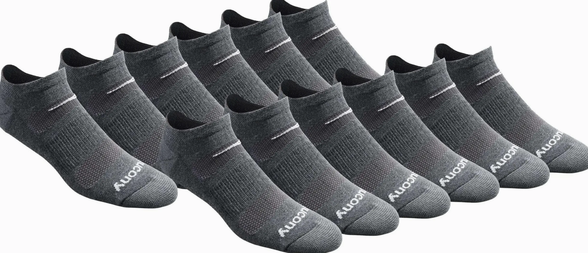 Saucony - Calcetines invisibles para hombre RunDry de malla ventilada, ajuste cómodo, de rendimiento, disponibles en tallas M-XXL (6, 12, 18 pares), Large