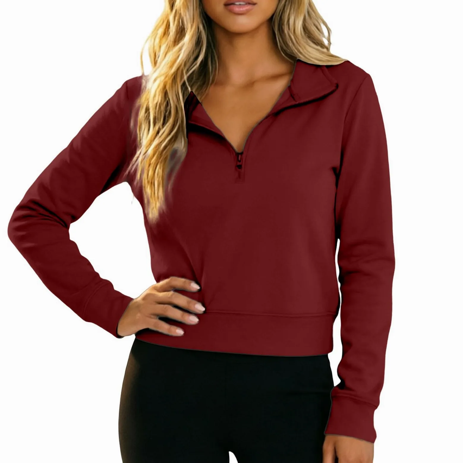 Sudadera Informal de Corte Ajustado con Cuello Alto y Cremallera Corta para un Look Moderno de día y de Noche.