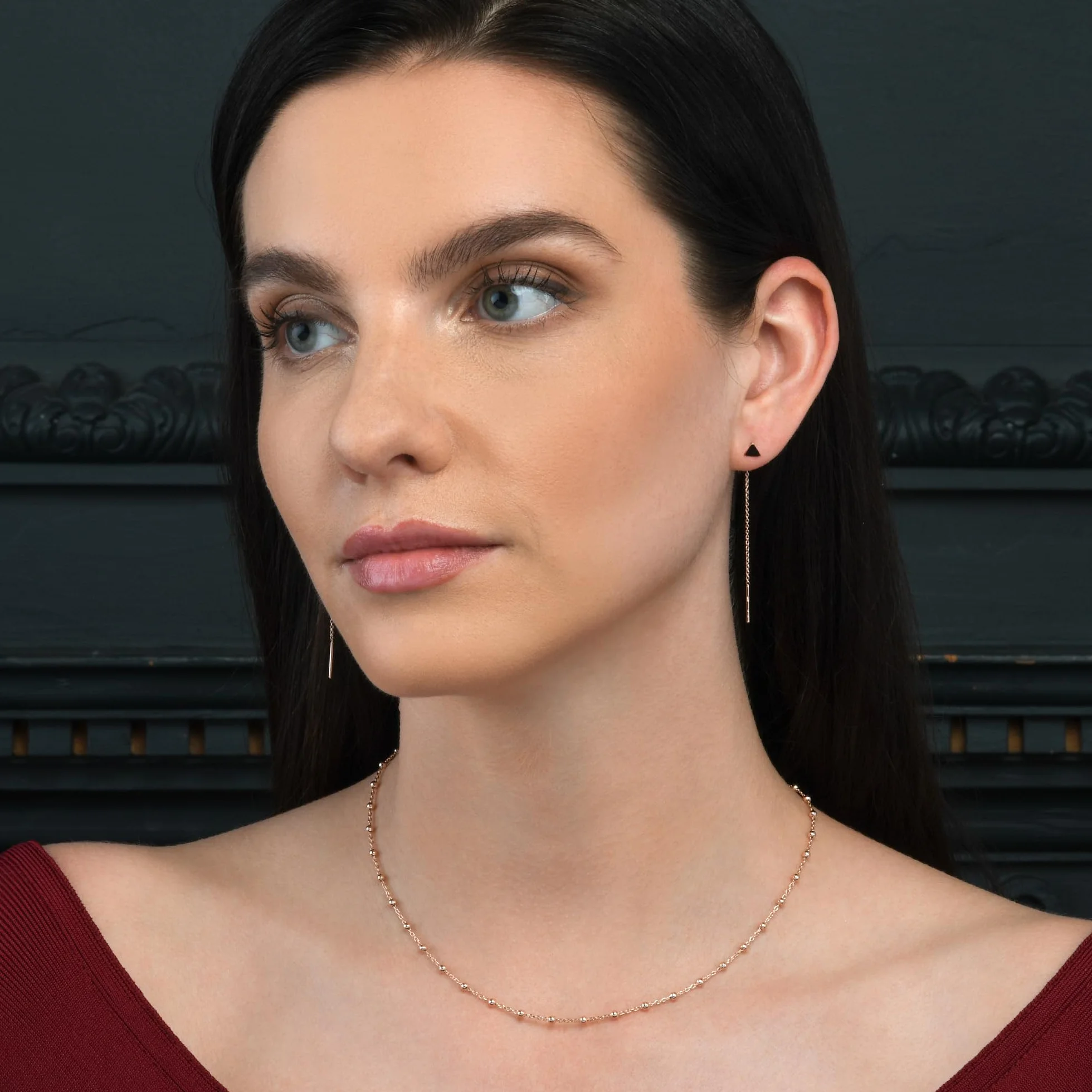 namana Delicado Collar de Cadena en Plata de Ley 925, Collares de Cadena de Bolas en Plata, Oro u Oro Rosa, Lindos Collares de Cadena con Pequeñas Cuentas Para Mujer