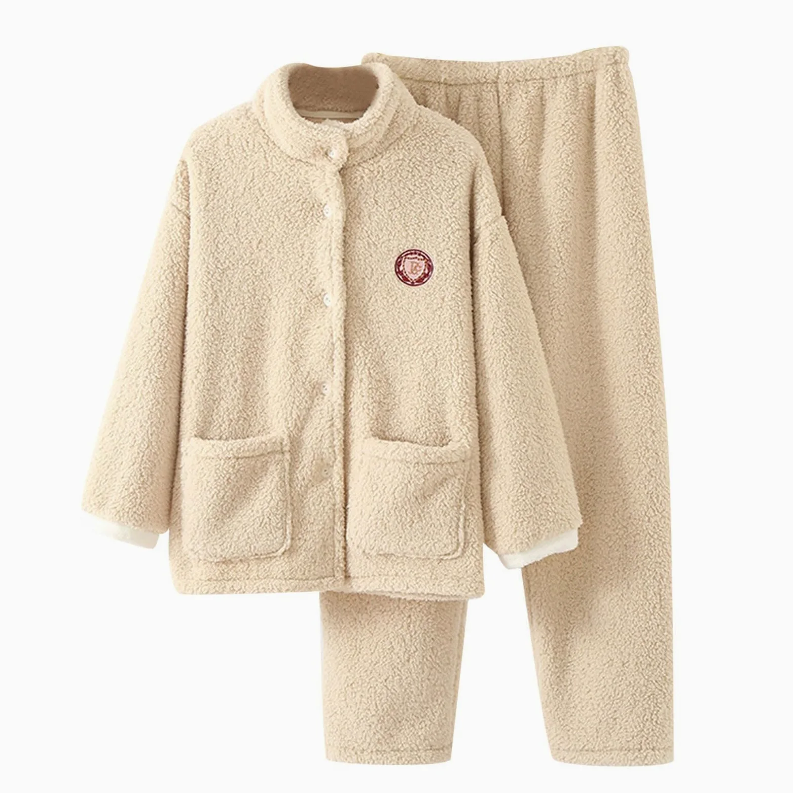 Genérico Pijama Mujer Invierno Pijama Mujer Franela Gruesa Acolchada Tipo Lana Virgen Otoño E Invierno Conjunto Térmico Dos Piezas para Climas Fríos