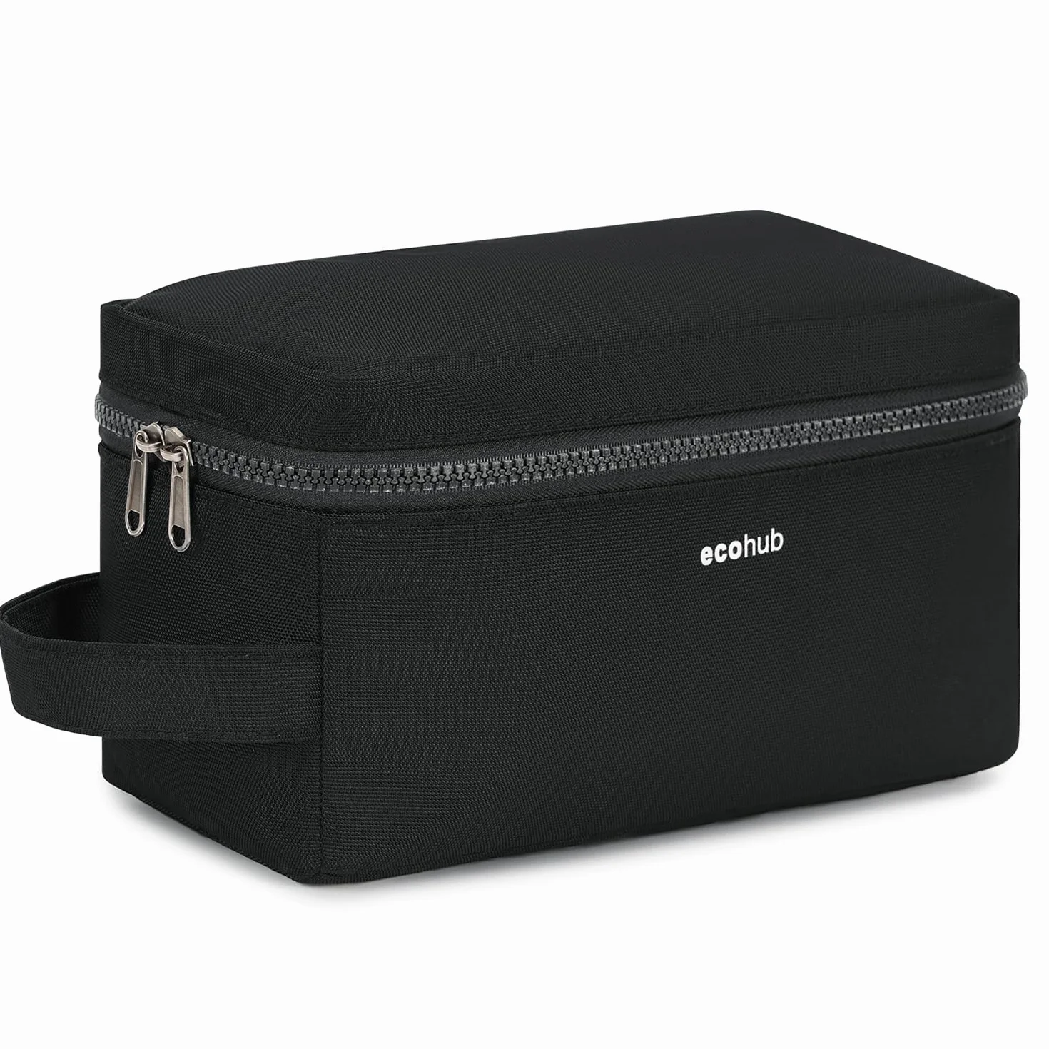 ECOHUB Neceser Hombre de Viaje, Impermeable Bolsa de Aseo, Bolsa Aseo con Separación Seco Húmedo, Neceser Organizador, Patente Pendiente(Negro-1)