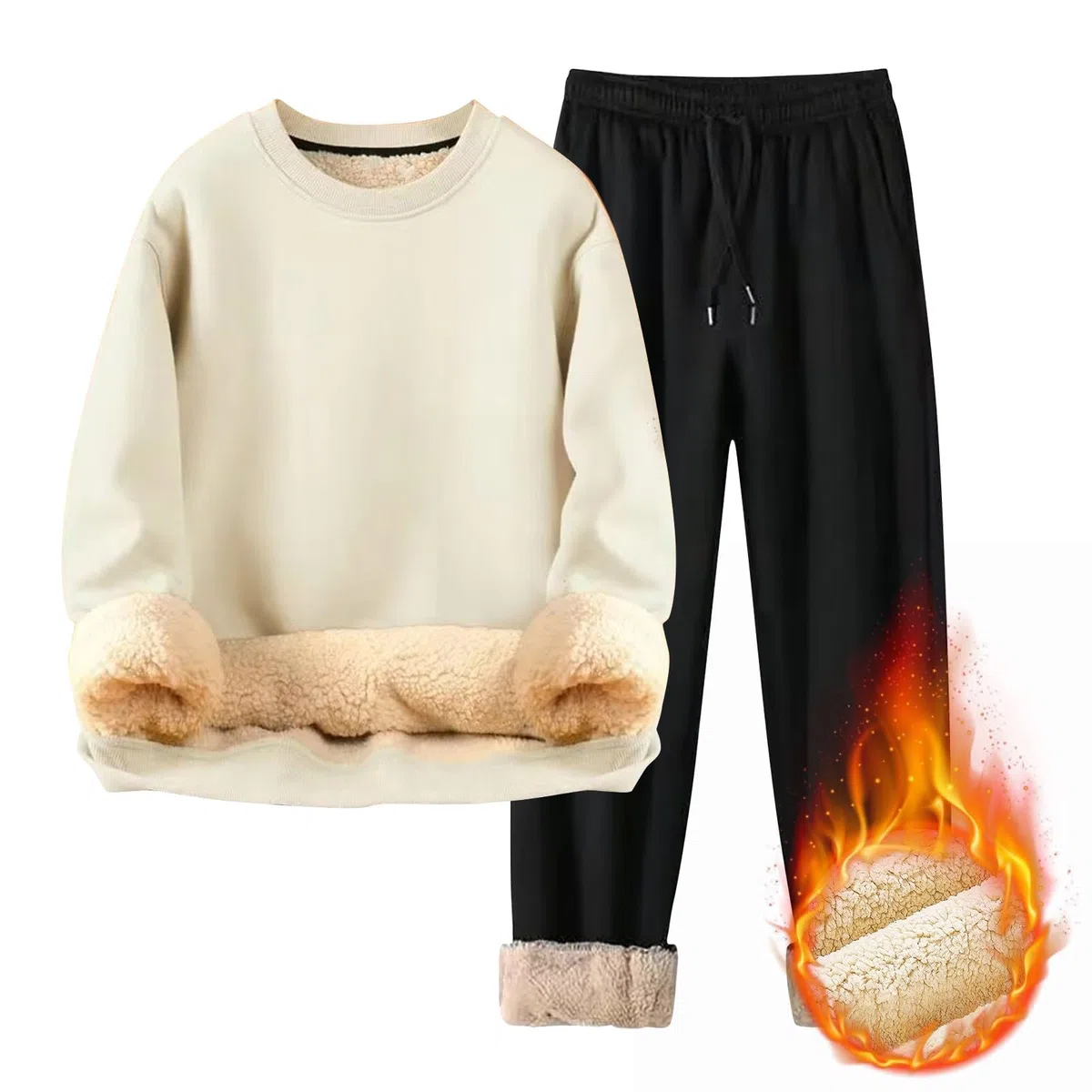 Conjunto de sudadera con capucha y pantalón deportivo de cuello redondo
