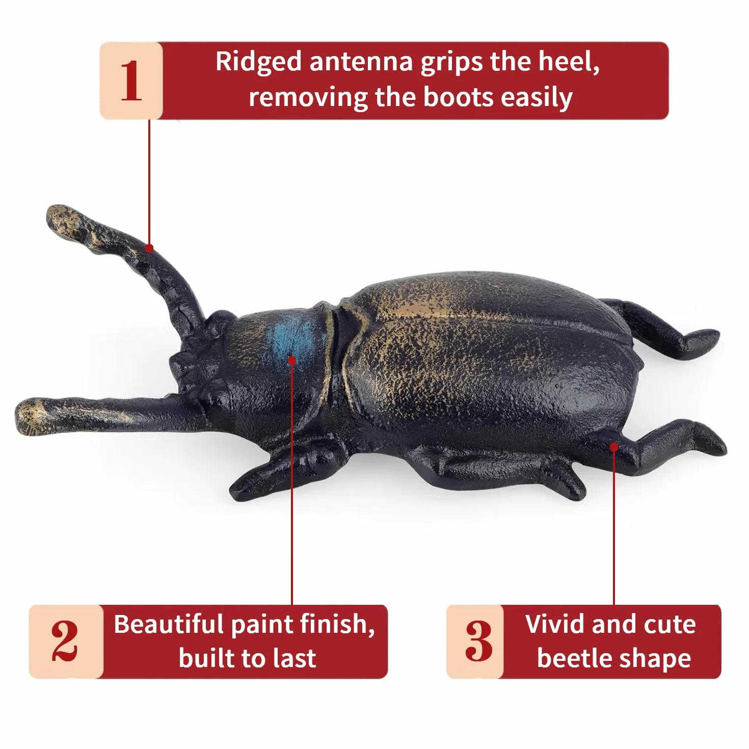 Beetle - Removedor de zapatos de hierro fundido resistente, extractor de botas Coleoptera para quitar botas de agua y botas de barro