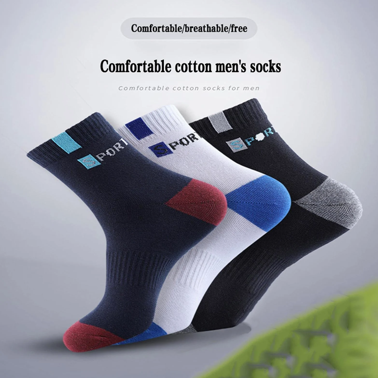 UKKO Calcetines de Hombre 10 Pares De Calcetines De Hombre Calcetines De Algodón De Tubo Largo Y Absorbente De Sudor Desodorante 38-44-10 Navy Blue,EUR 38-44 Us 6-11