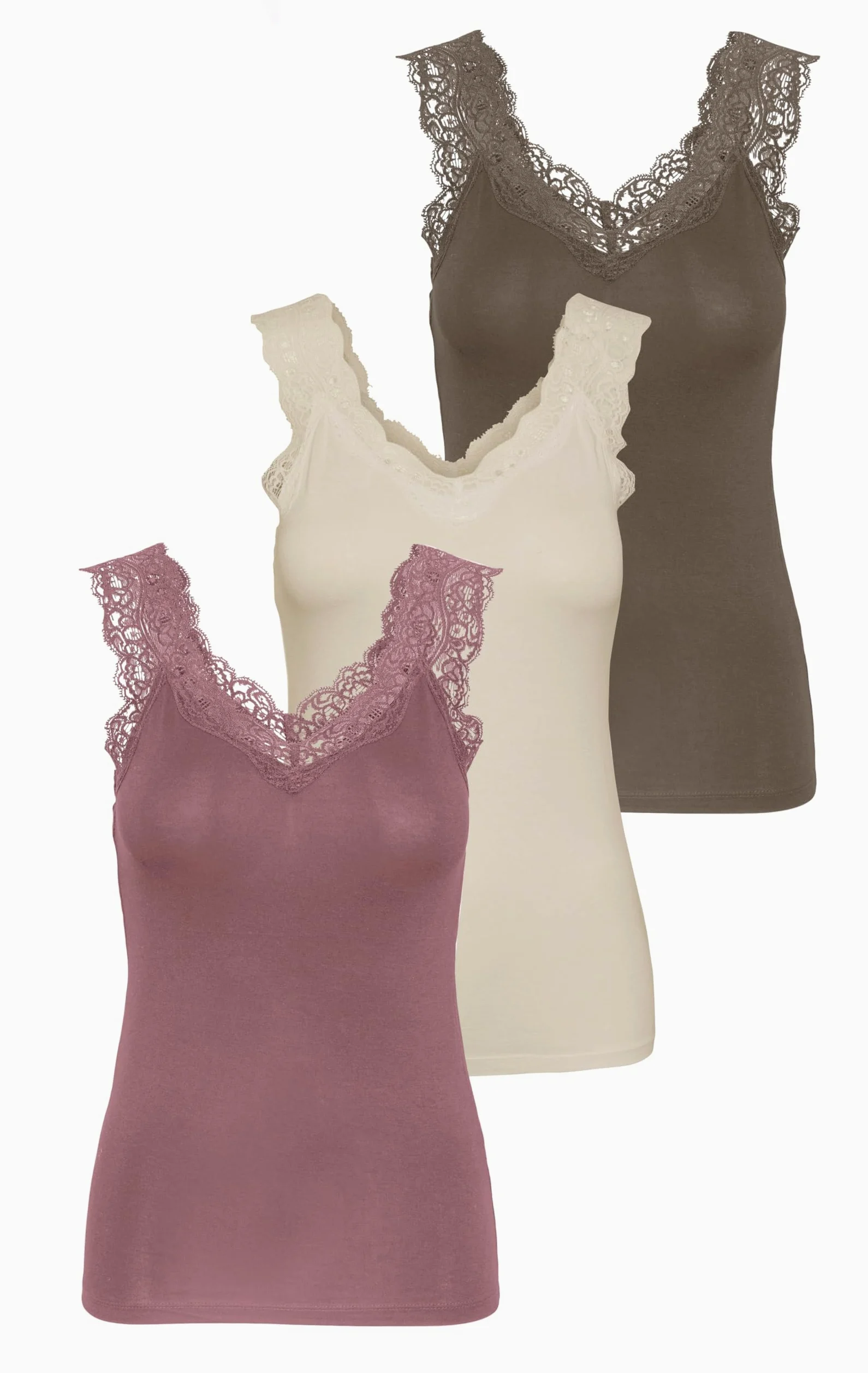 Pieces Pcbarbera Lace Top Noos Top Mujer (Pack de 3)