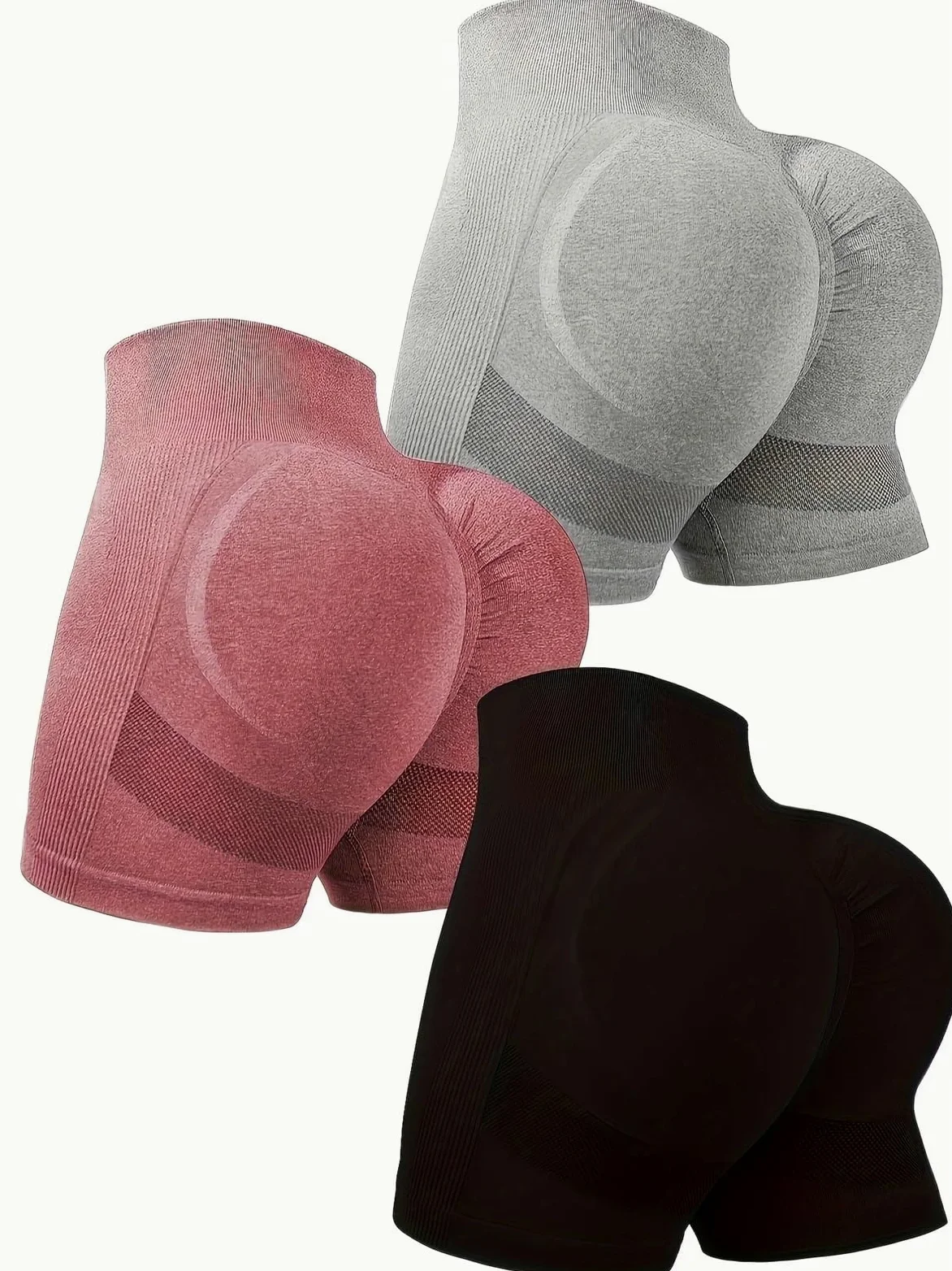 Mallas Cortas Mujer Push Up Conjunto de 3 Piezas Ropa Yoga for Mujer | Pantalones cortos deportivos casuales de color sólido con cintura alta y caderas altas(Mixed Color3,S)